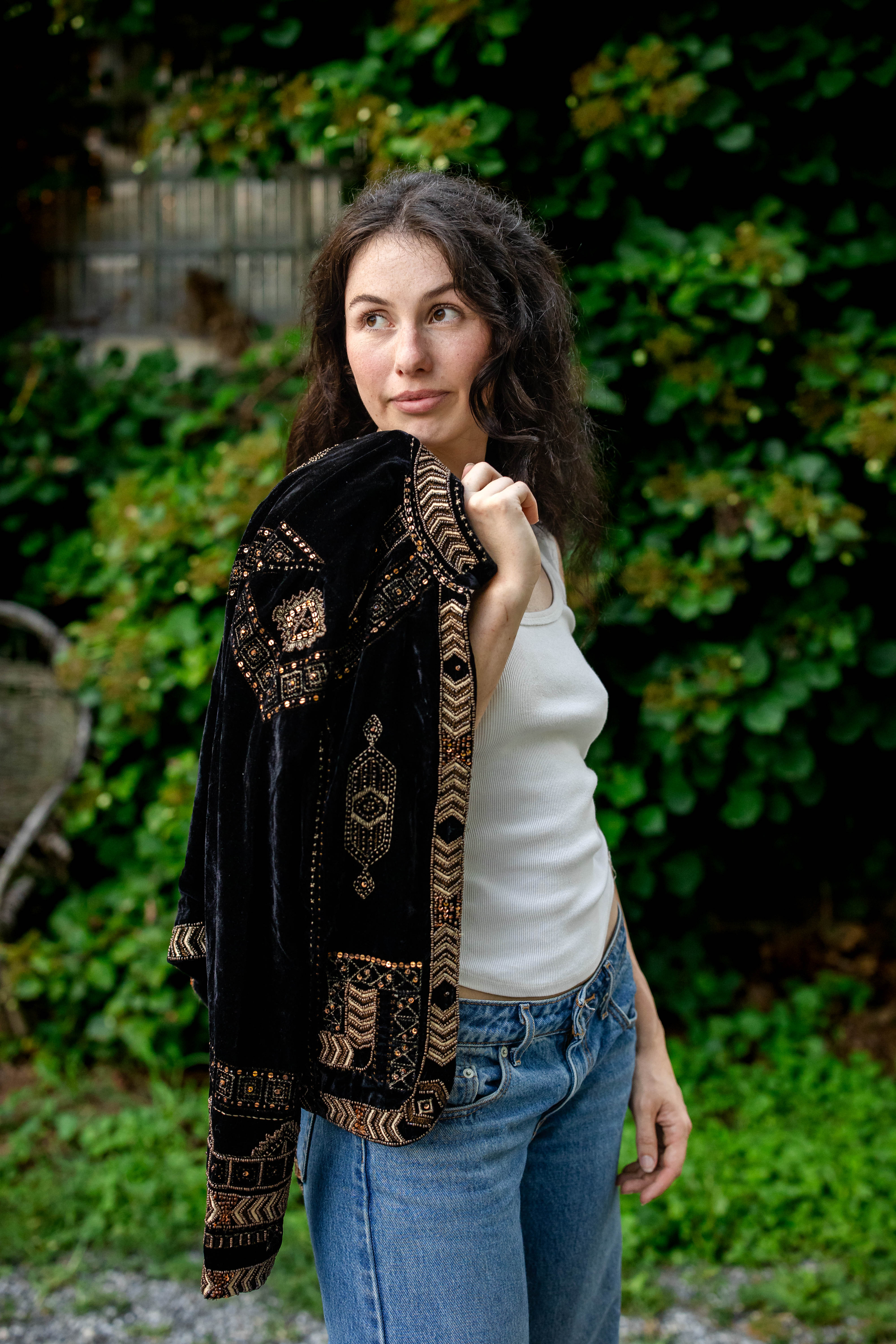 Midnight Embroidered Velvet Jacket – Sunskaara Wholesale