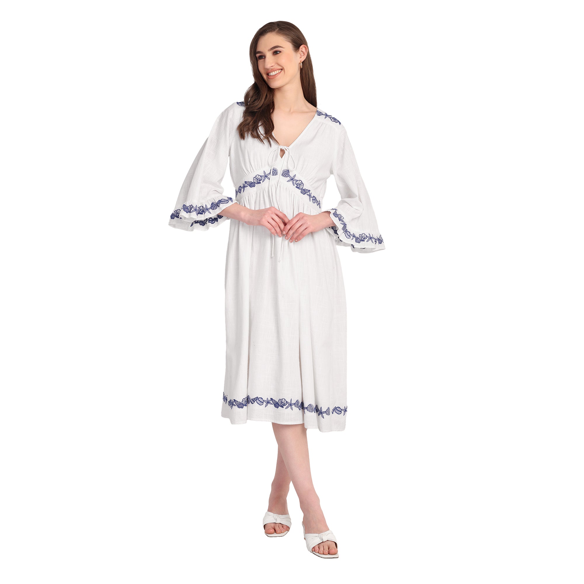 Eloise Embroidered Cotton Midi Dress