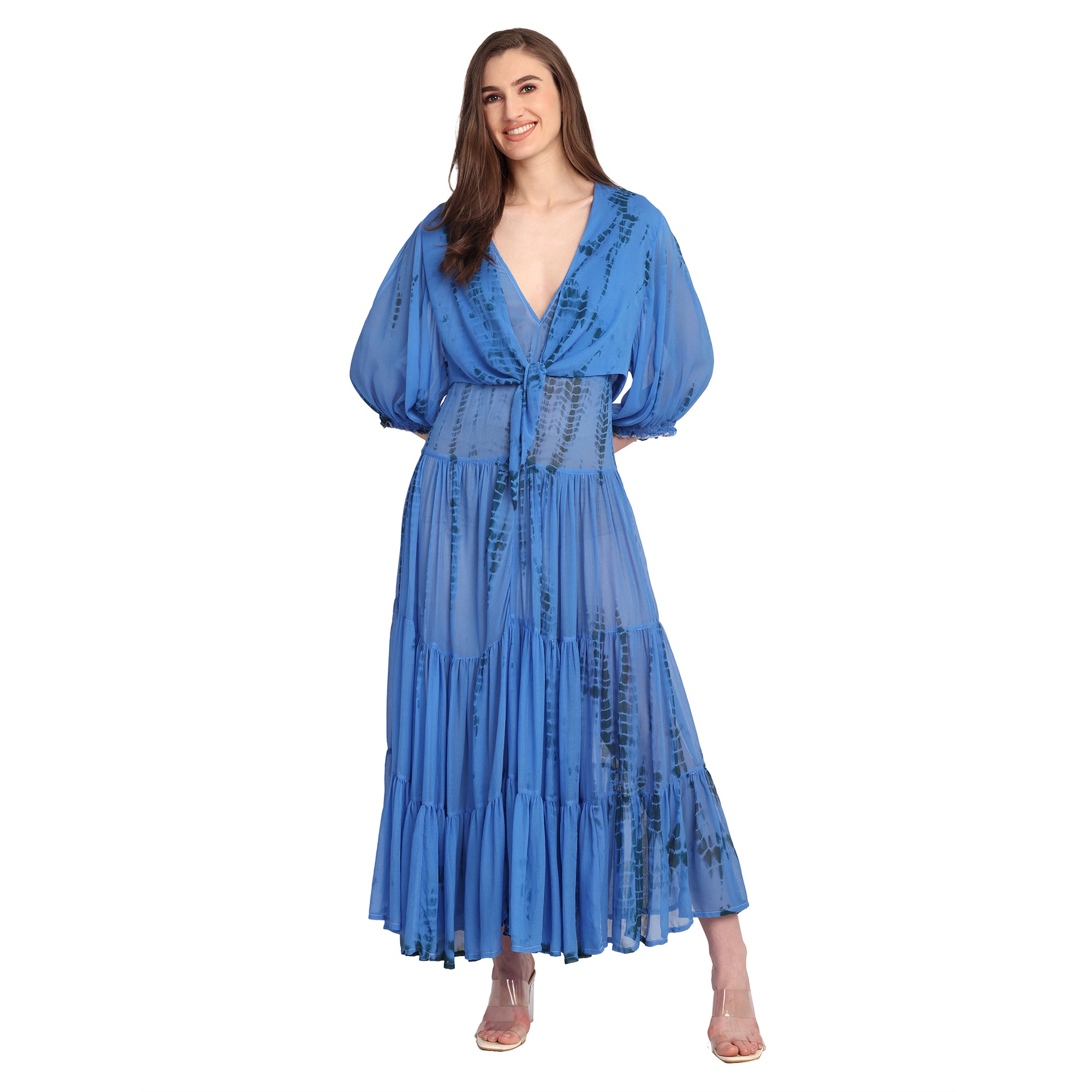 Azure Veil Chiffon Dress