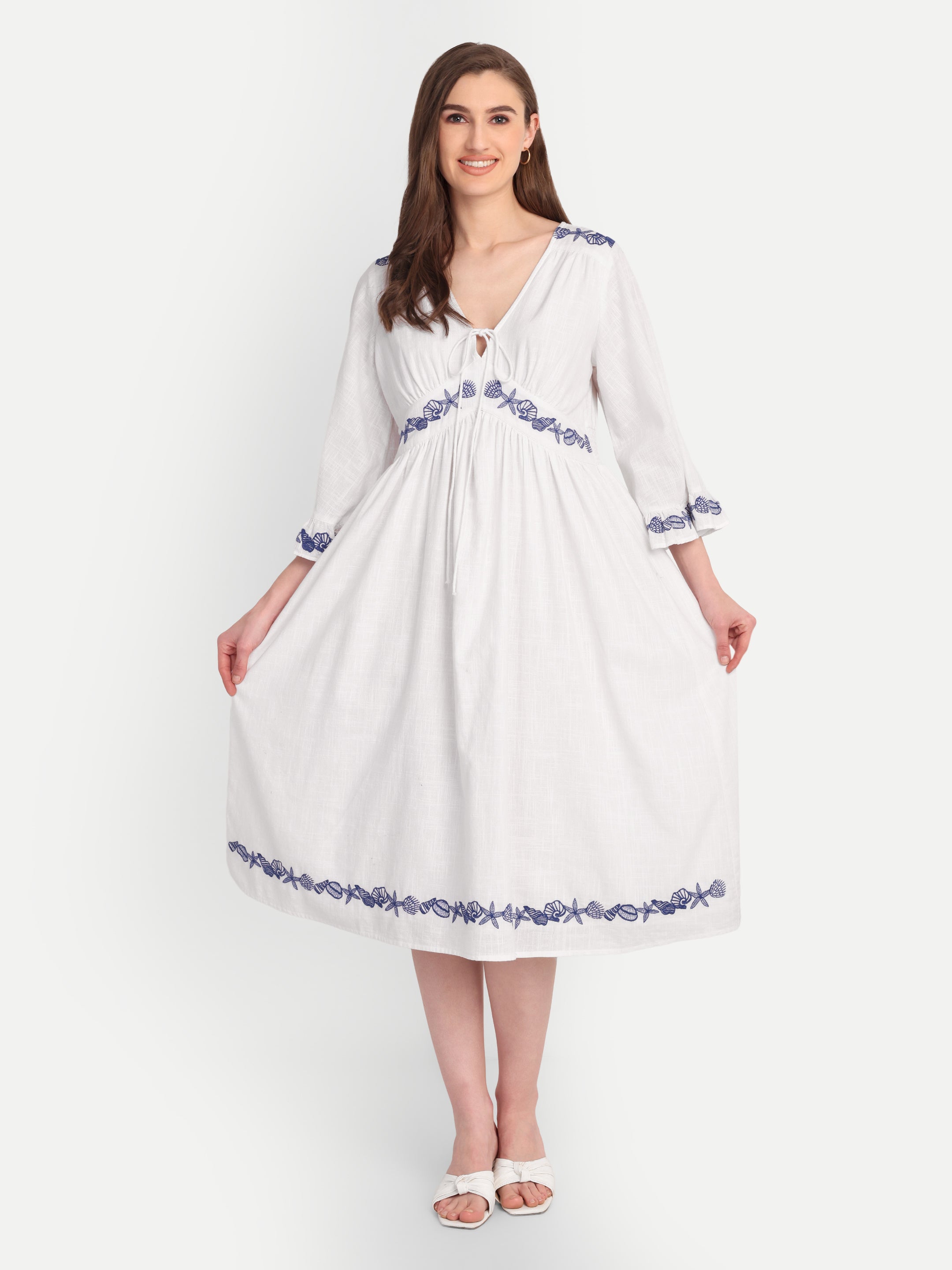 Eloise Embroidered Cotton Midi Dress
