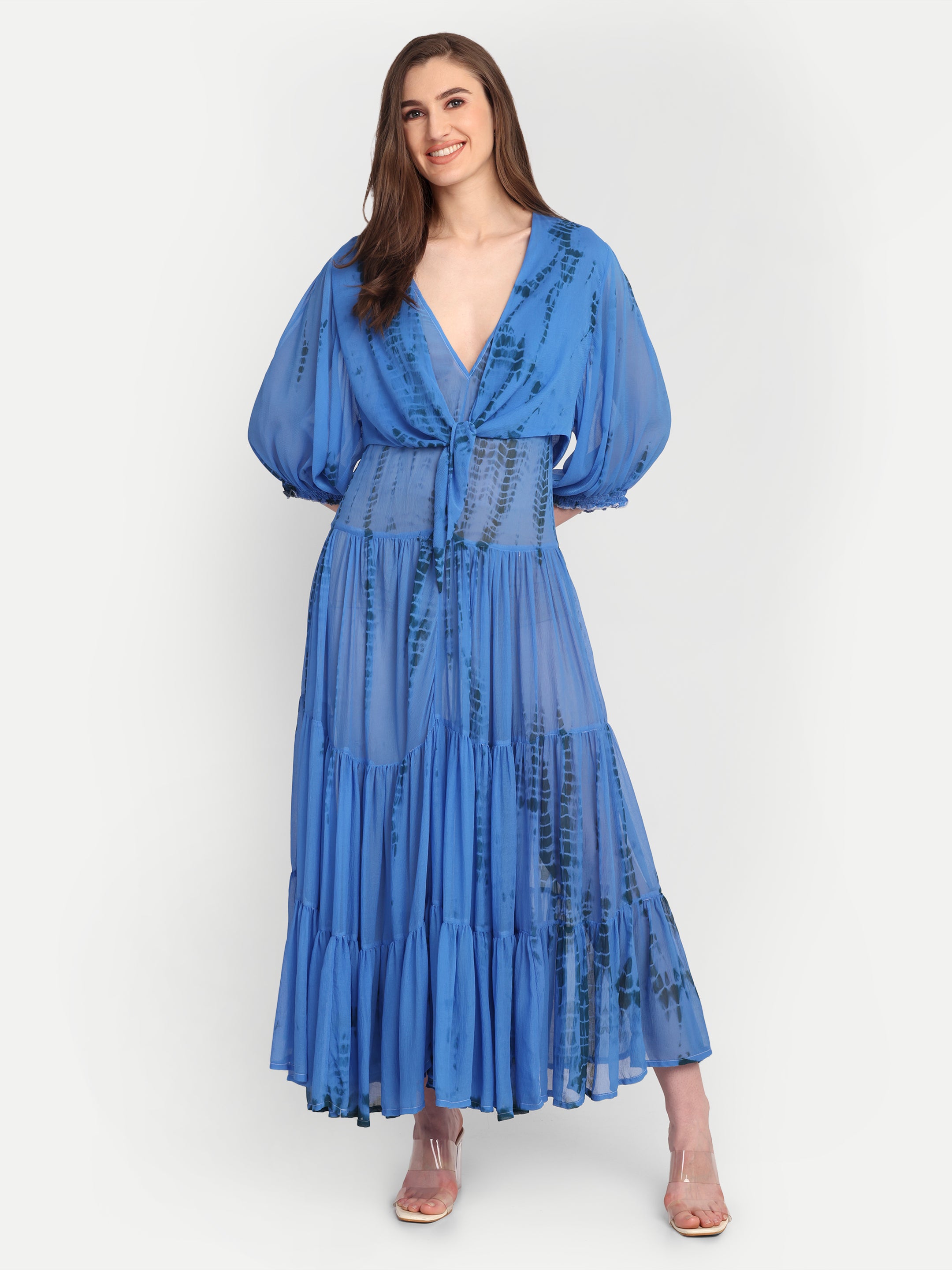 Azure Veil Chiffon Dress