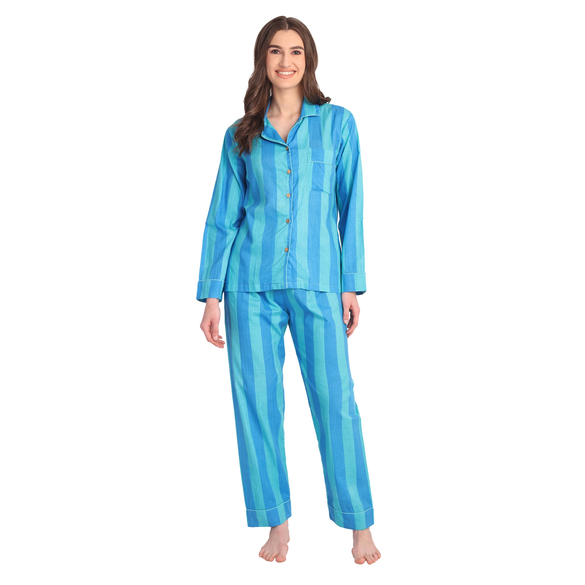 Azure Stripe Resort PJ Set