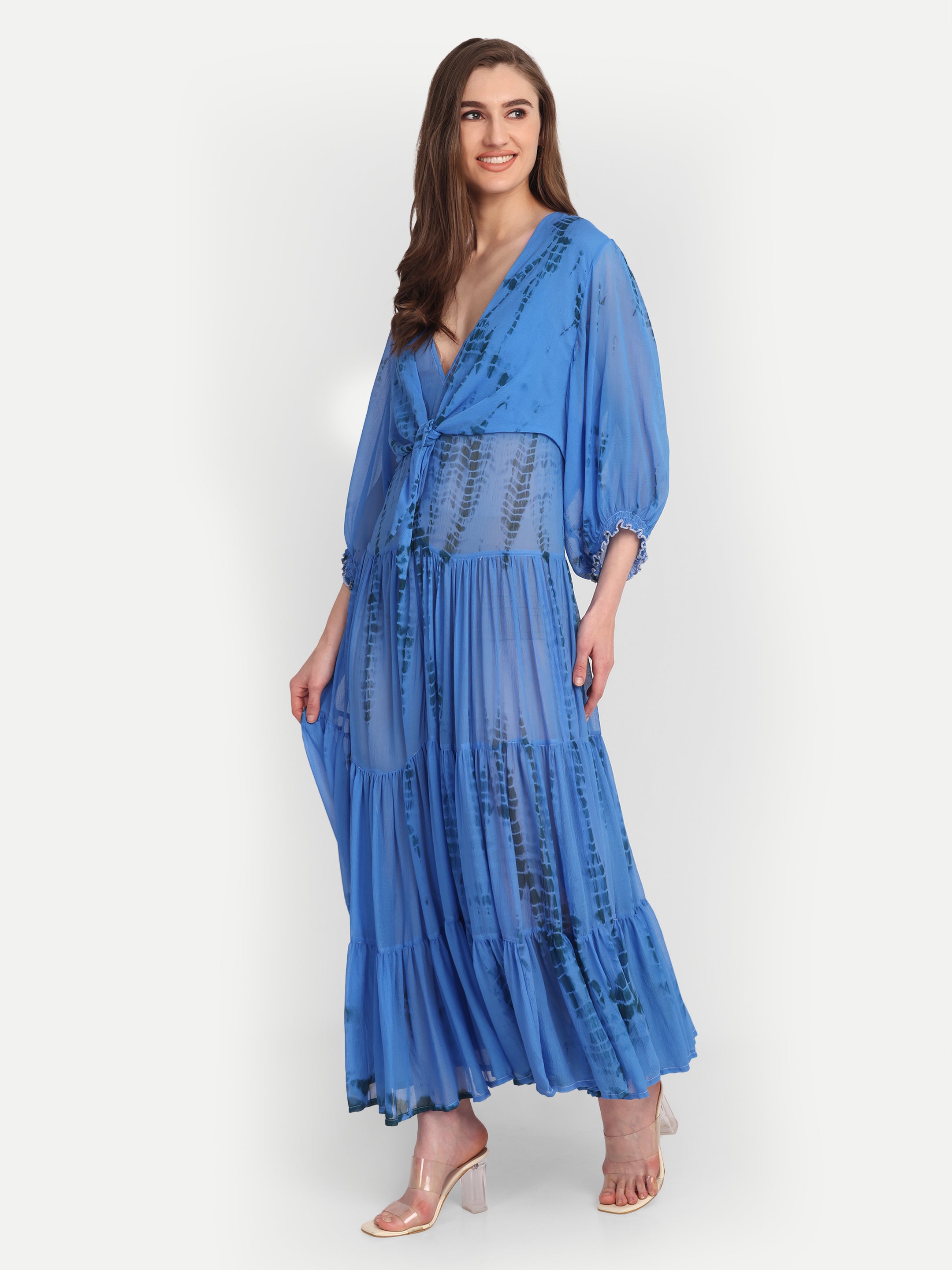 Azure Veil Chiffon Dress