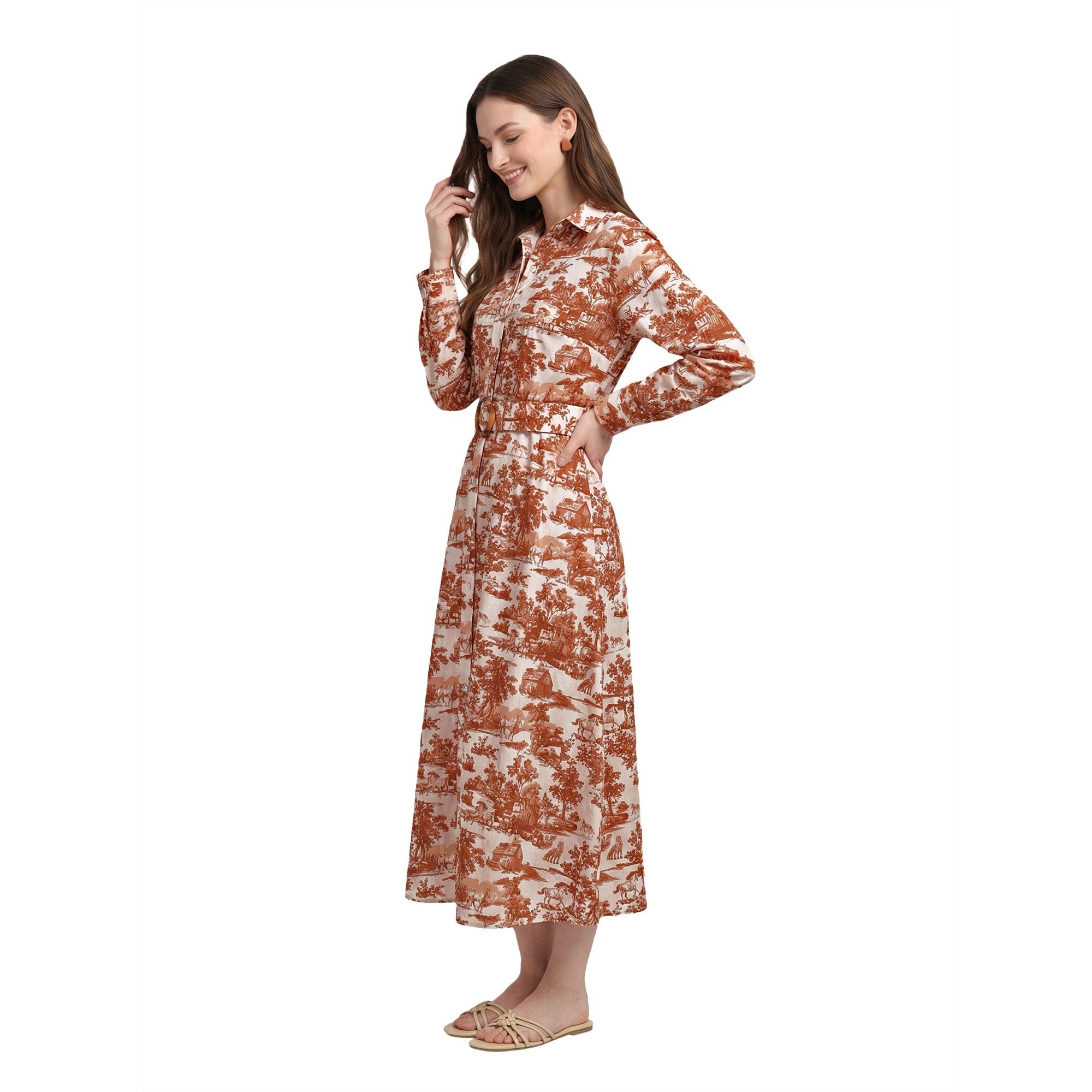 Terracotta Toile Shirt Dress