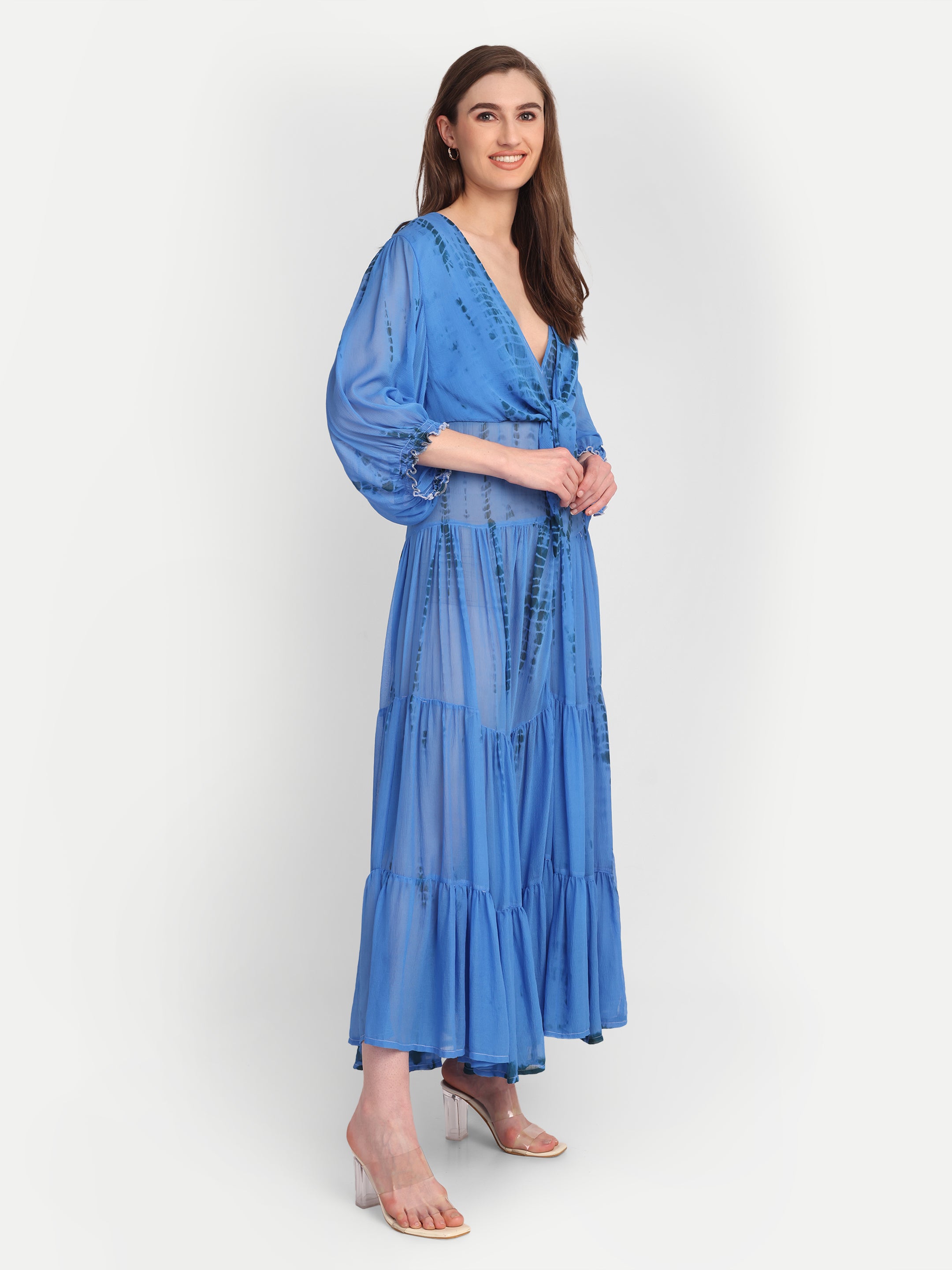 Azure Veil Chiffon Dress
