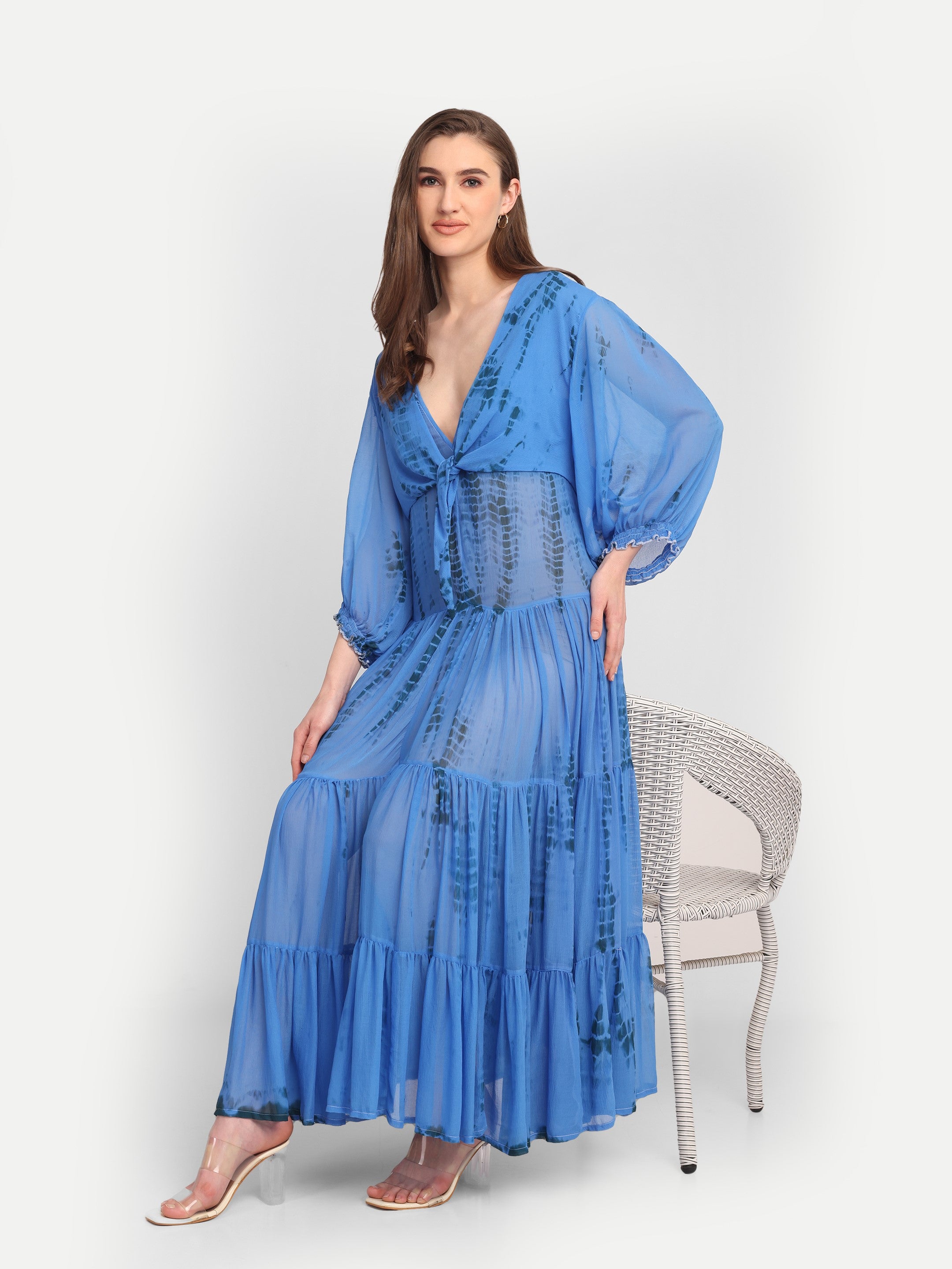 Azure Veil Chiffon Dress