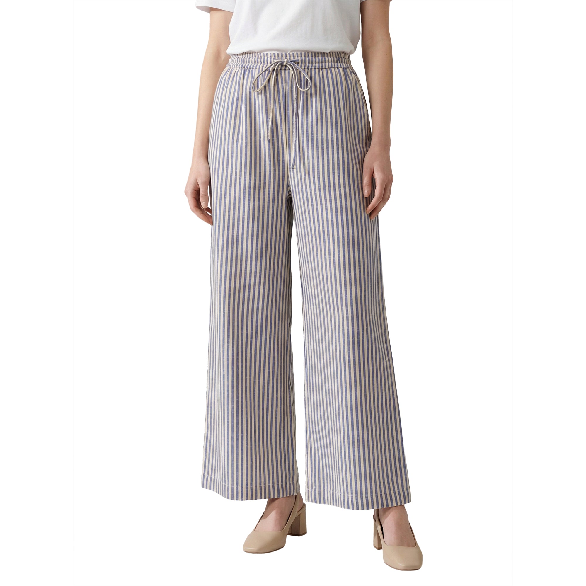 Coastal Stripe Wide-Leg Pants