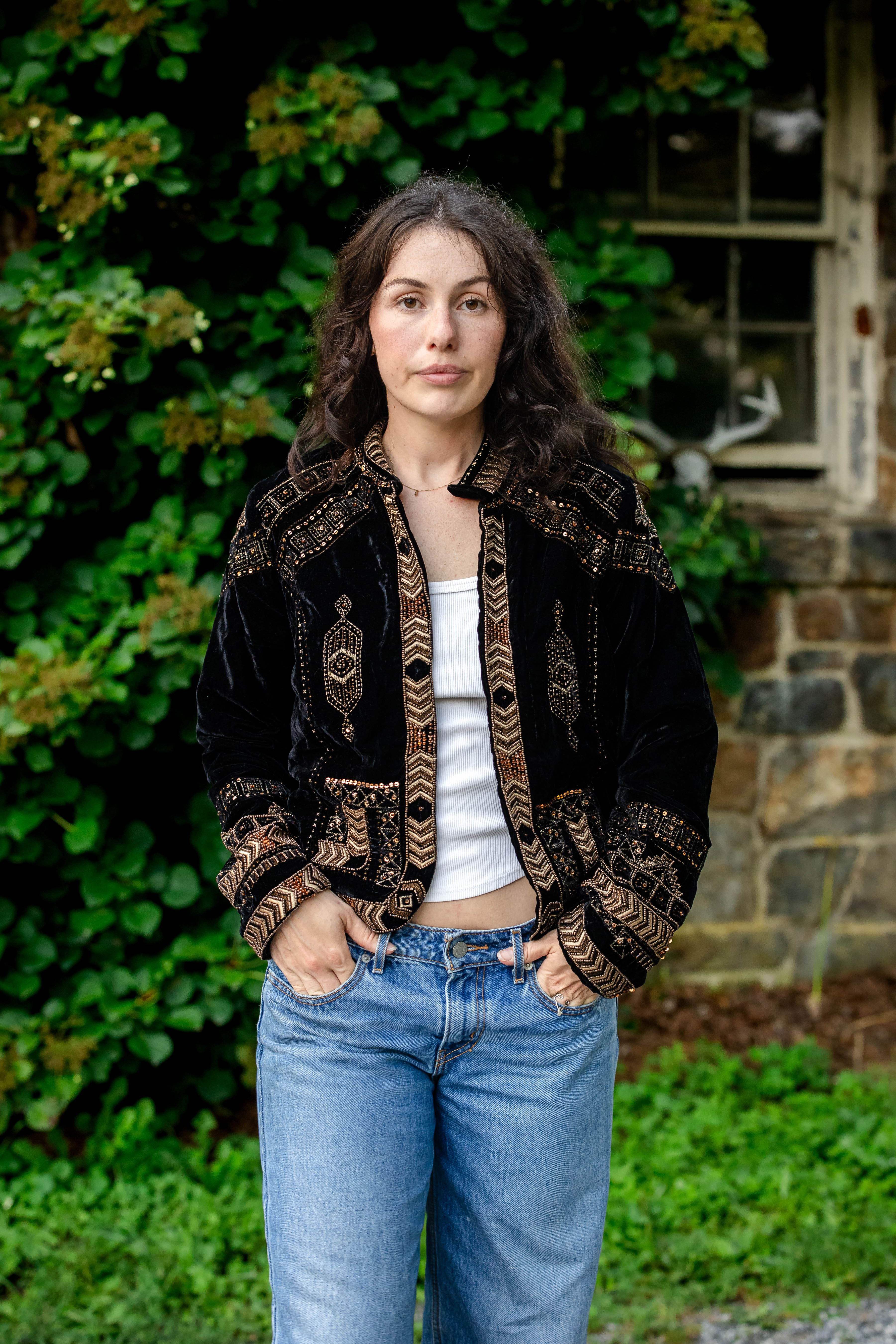 Midnight Embroidered Velvet Jacket – Sunskaara Wholesale