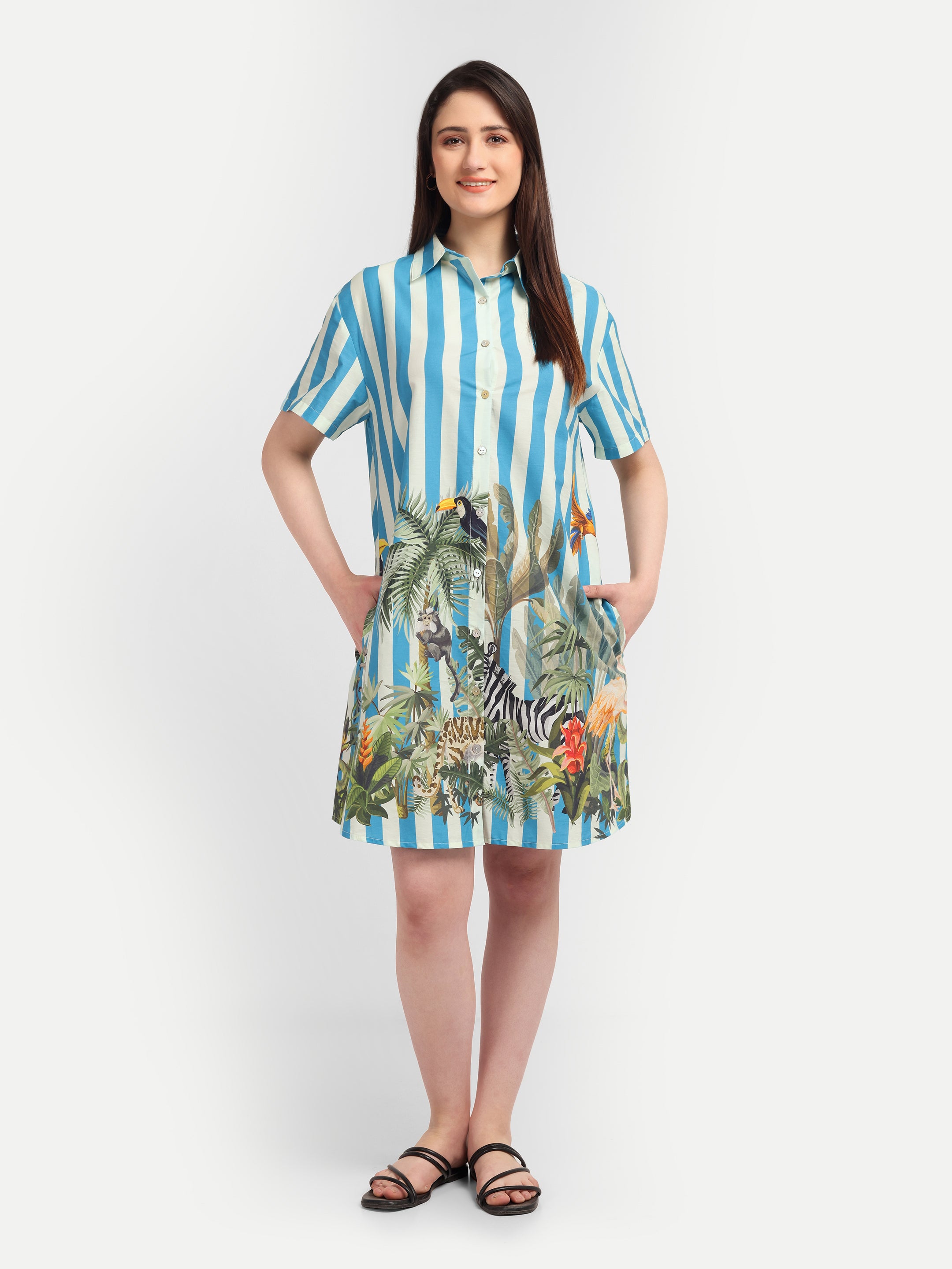 Colette Jungle Stripe Cotton Dress