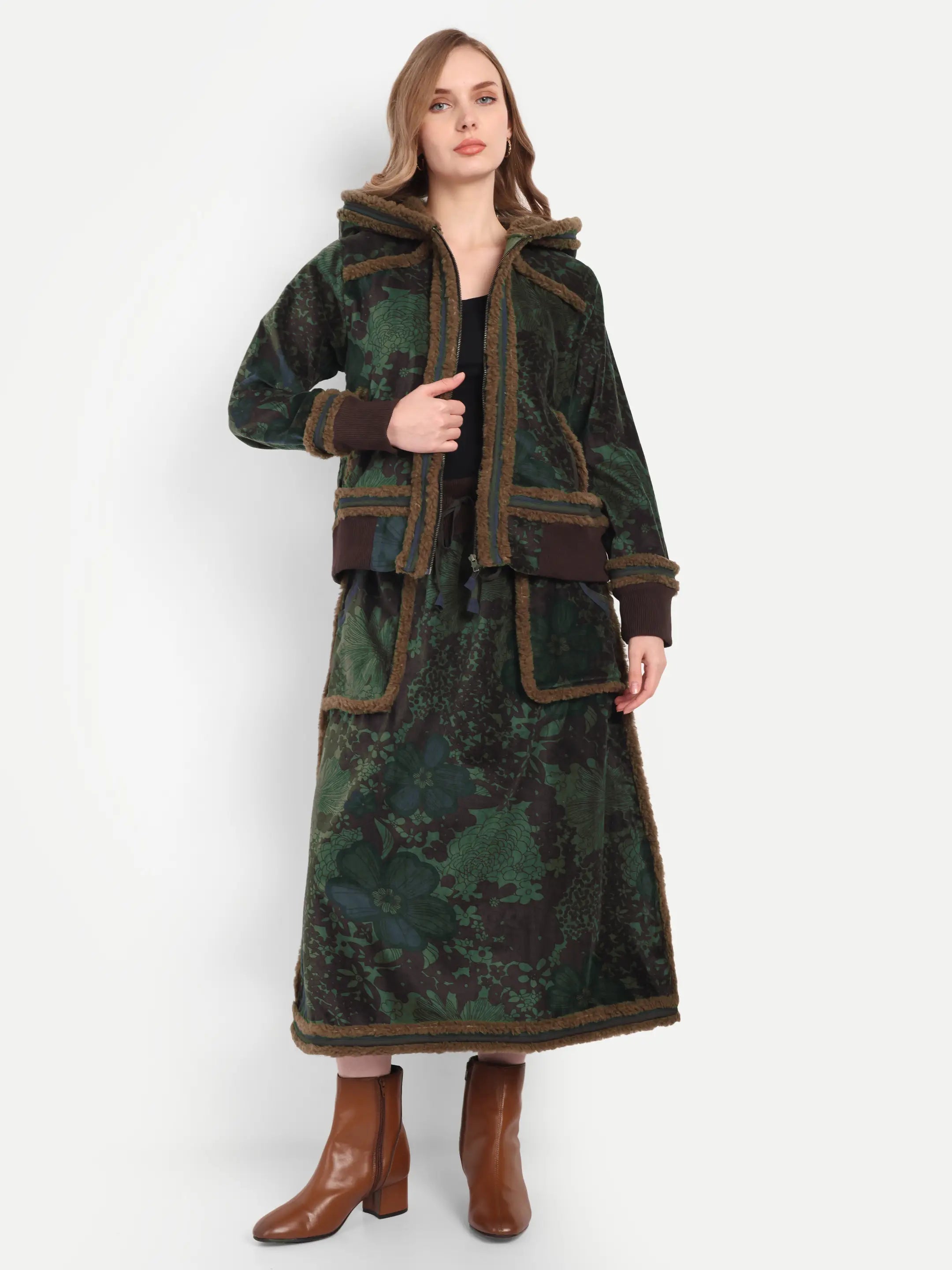 Scandanavian green velvet skirt