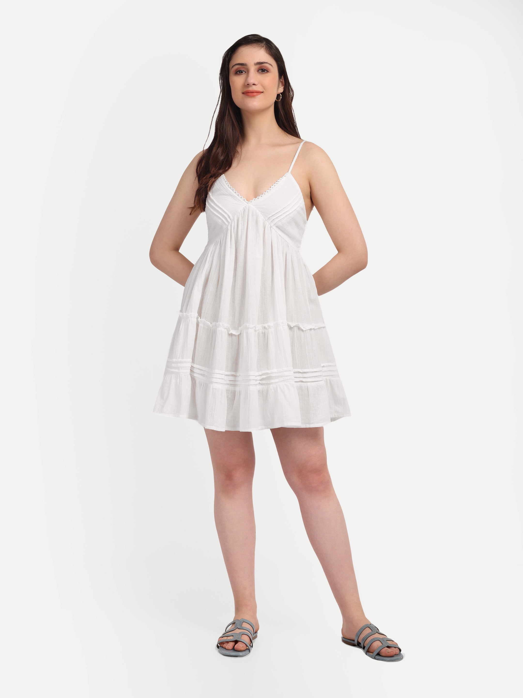 White Cotton Tiered
Cami Dress