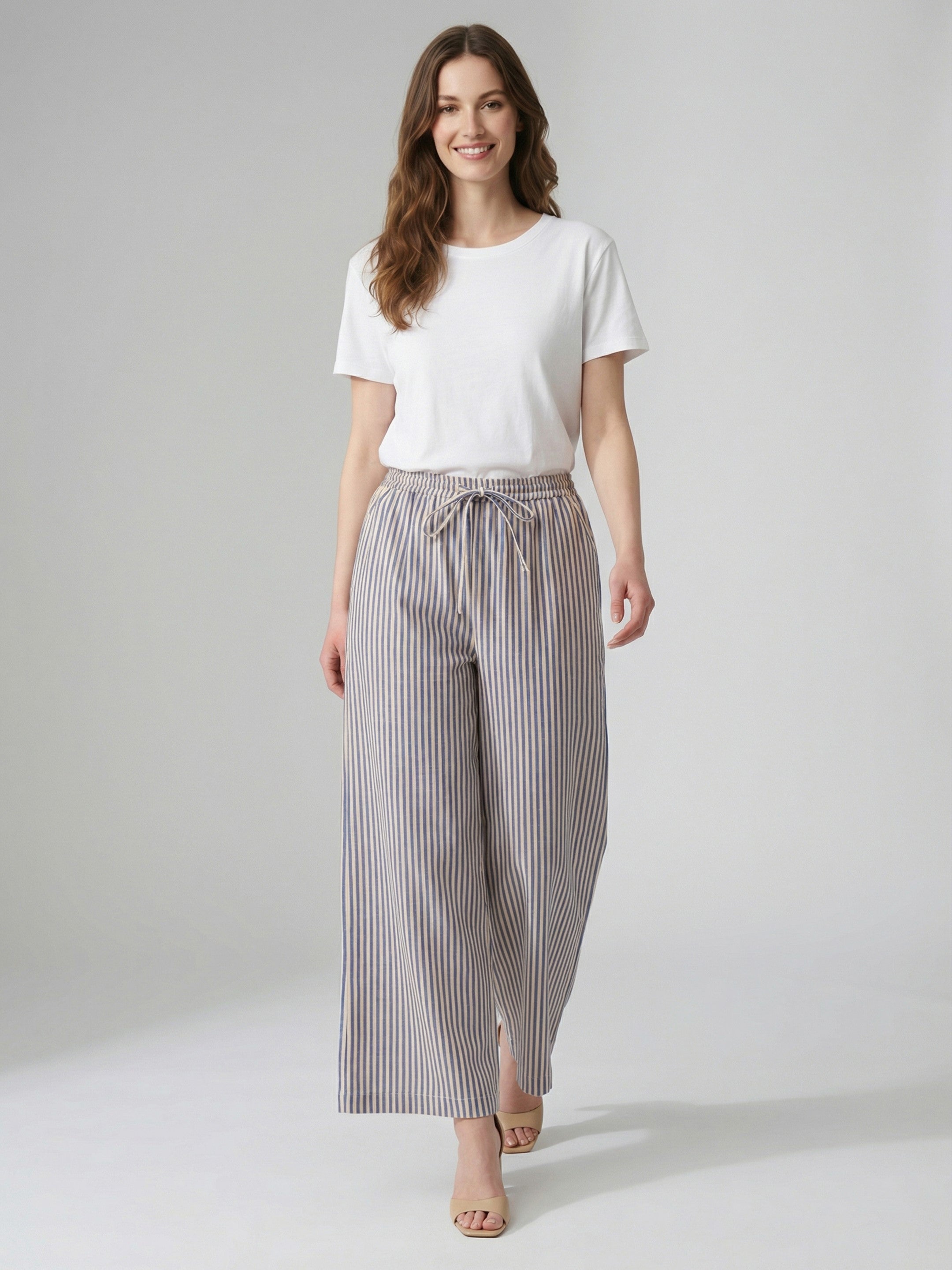 Coastal Stripe Wide-Leg Pants