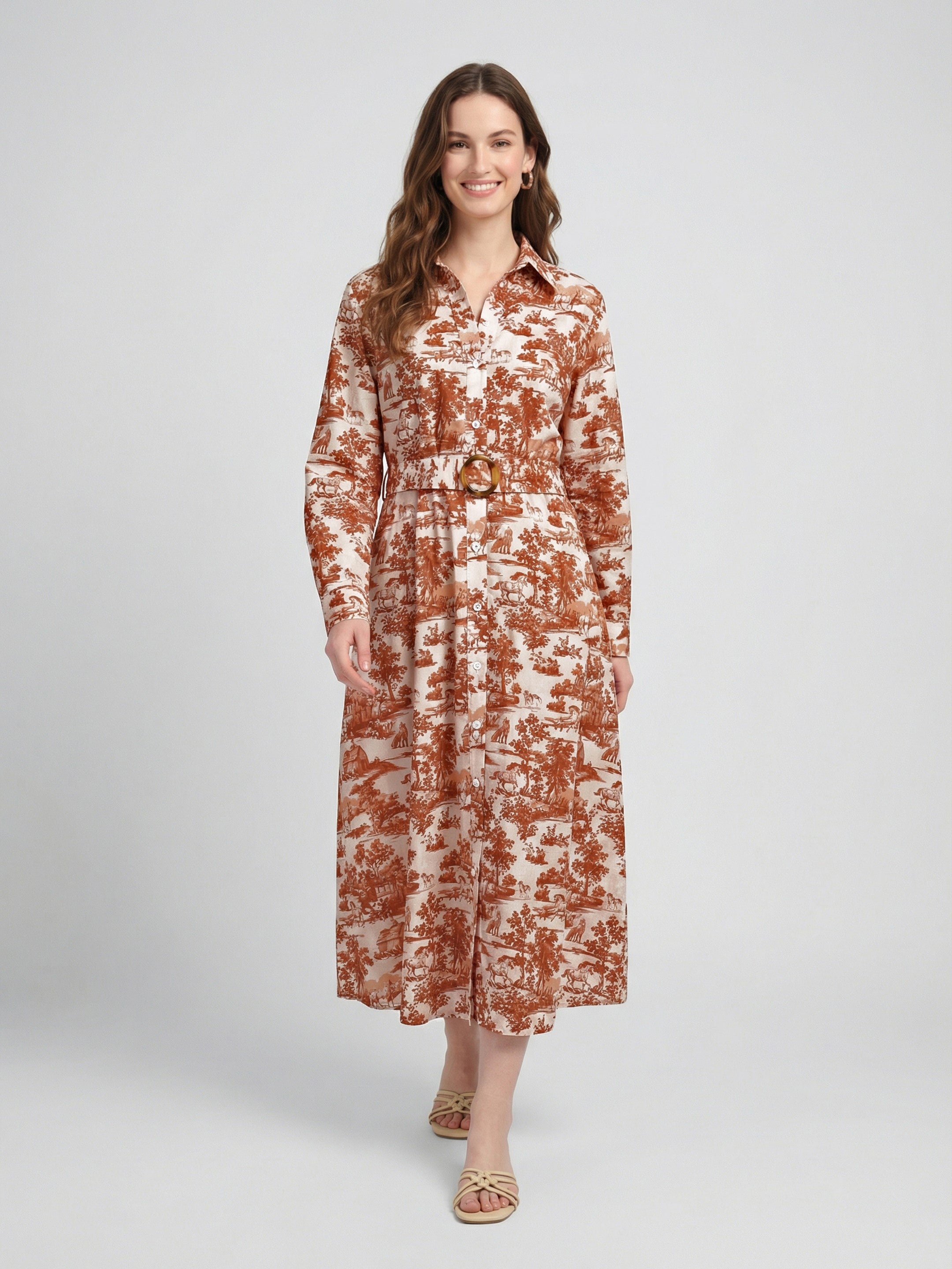 Terracotta Toile Shirt Dress