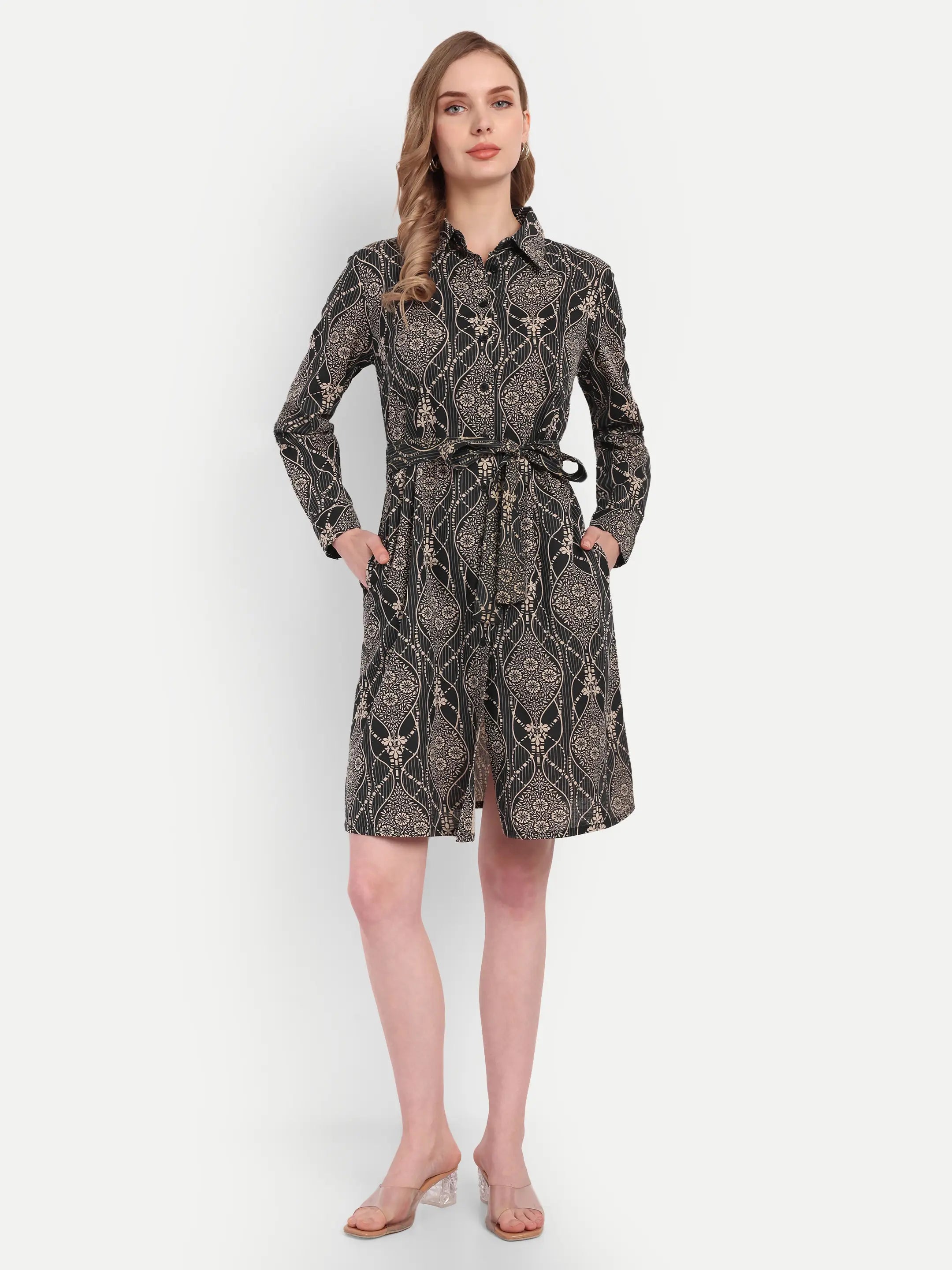 Black Vase Shirt Dress