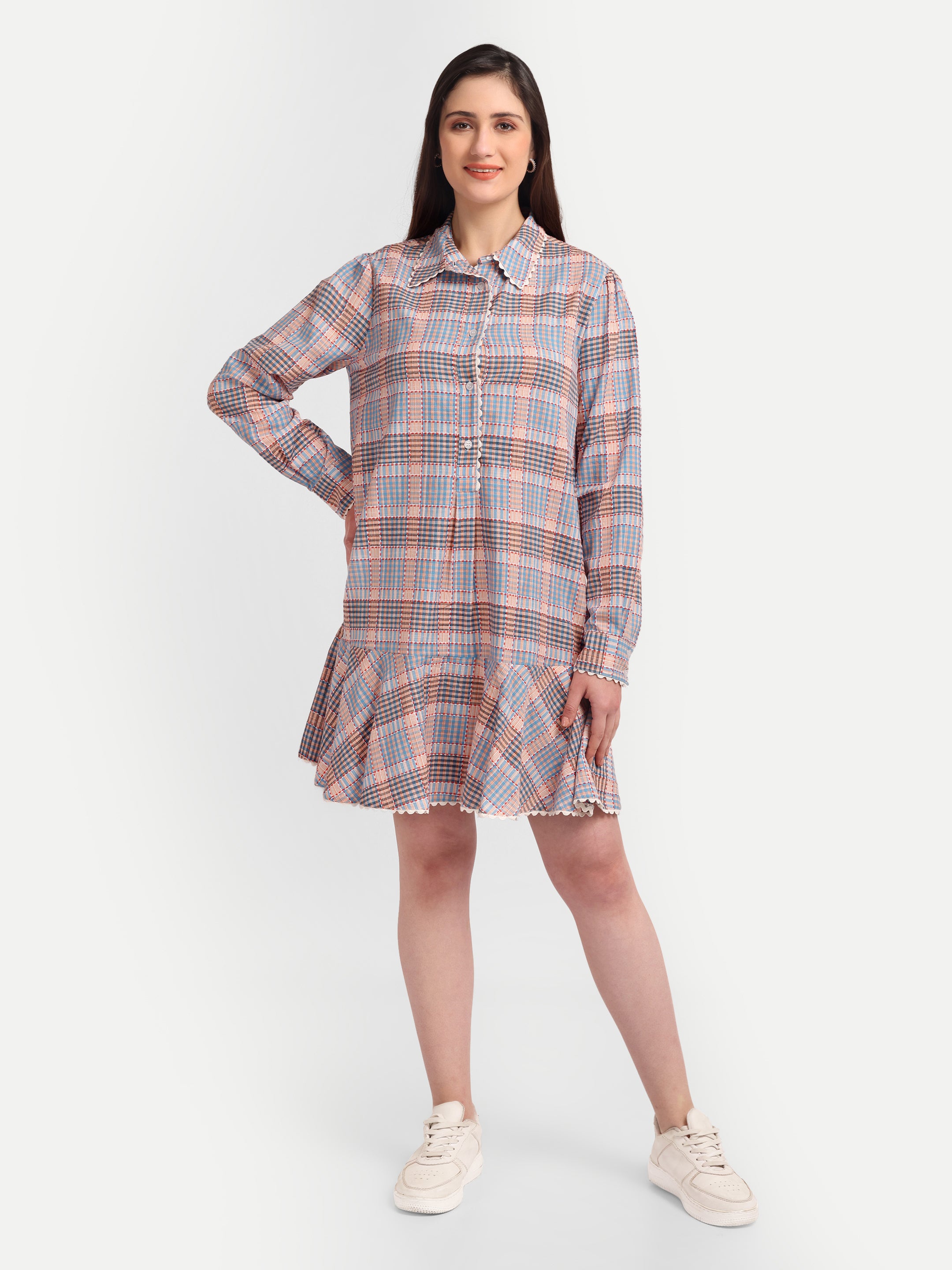 Blush Meadow Plaid Dress