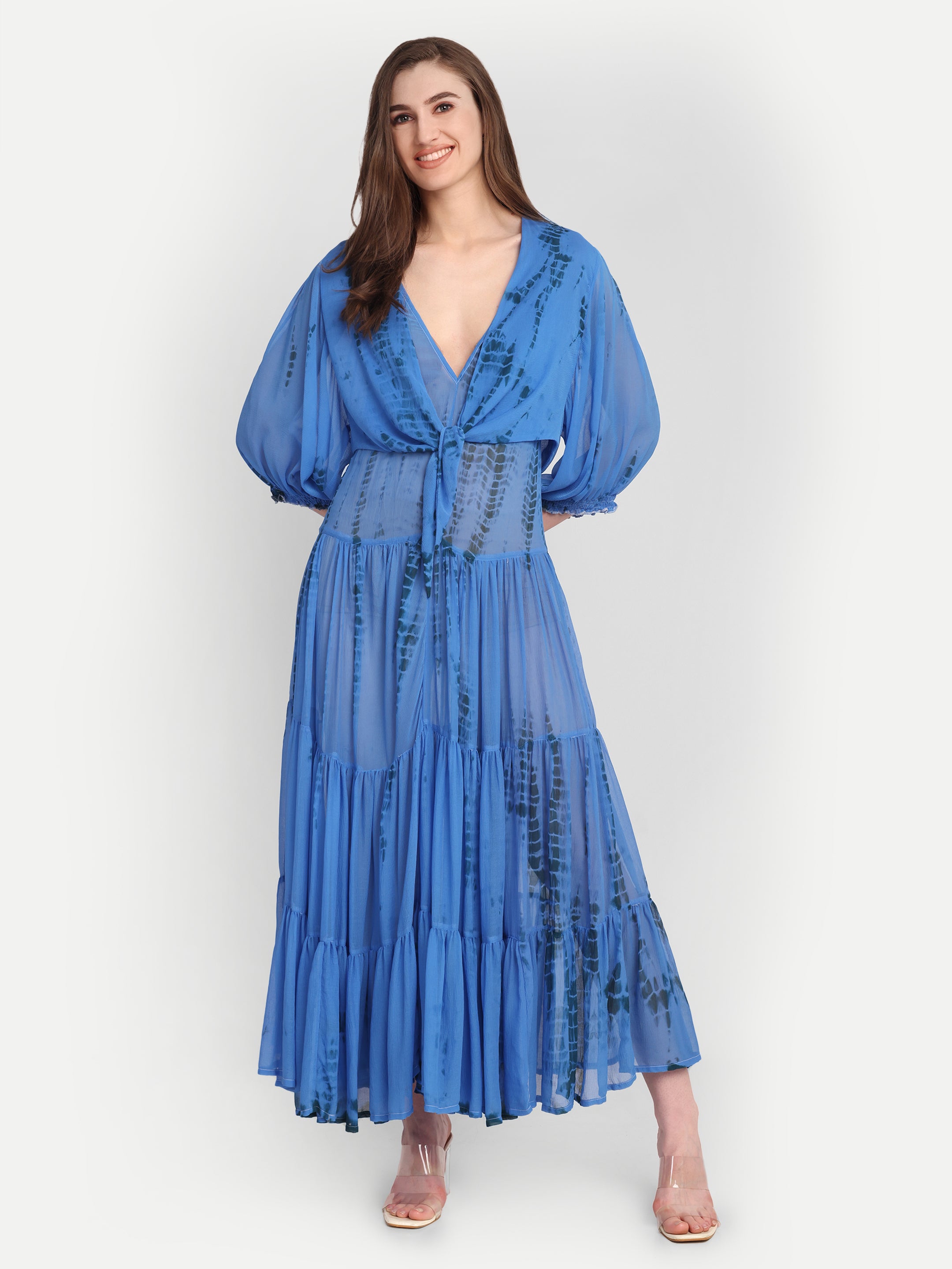 Azure Veil Chiffon Dress