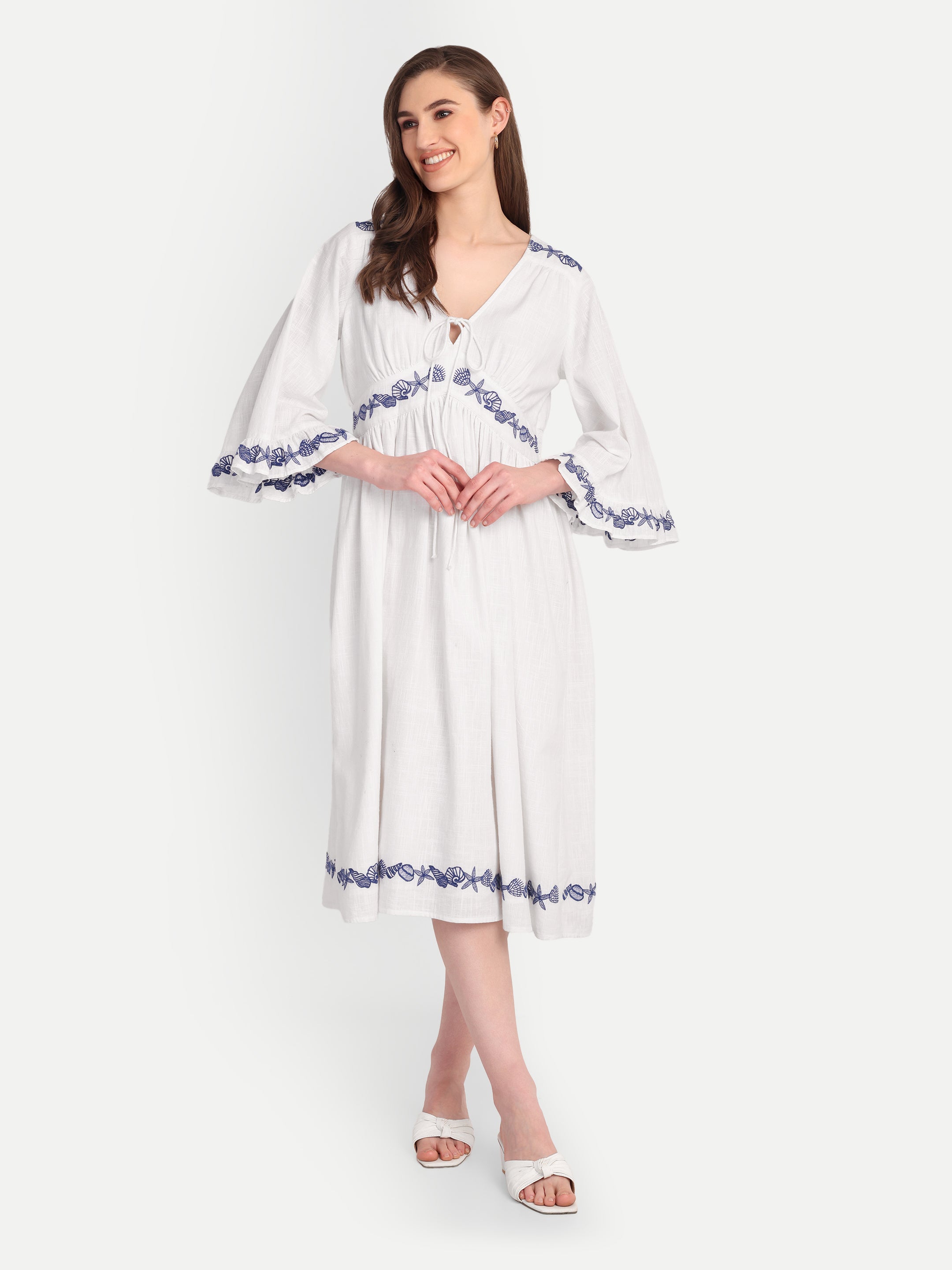 Eloise Embroidered Cotton Midi Dress