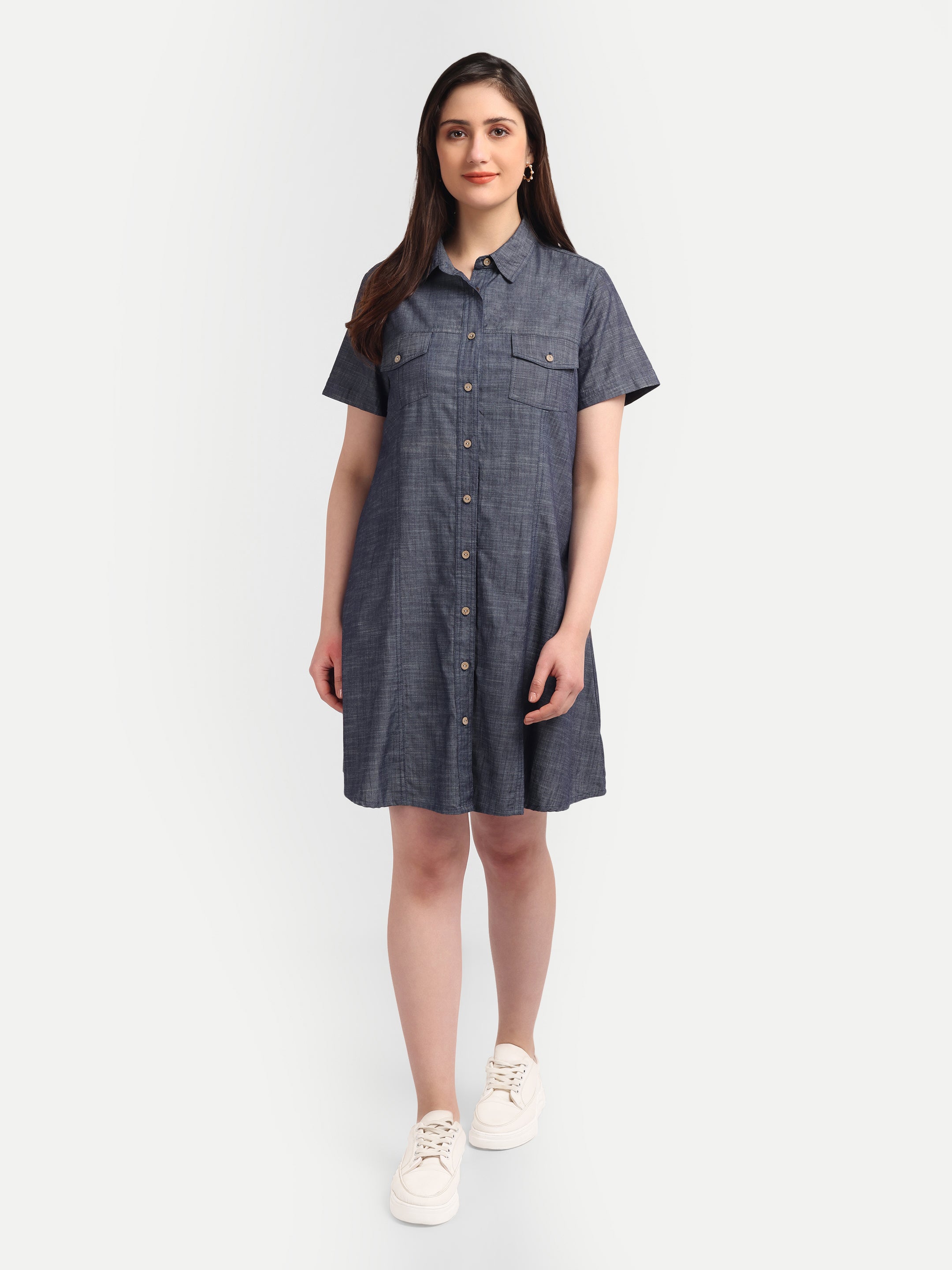 Midnight Chambray Shirt Dress