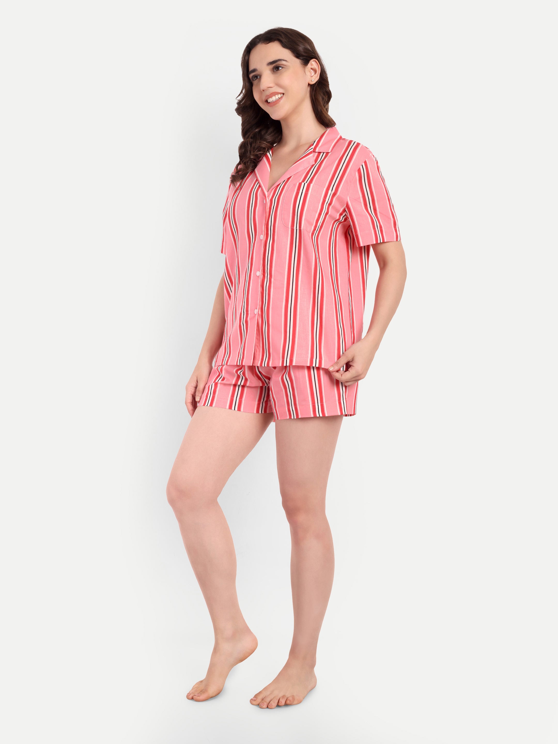 Pink Candy Stripe Short Set