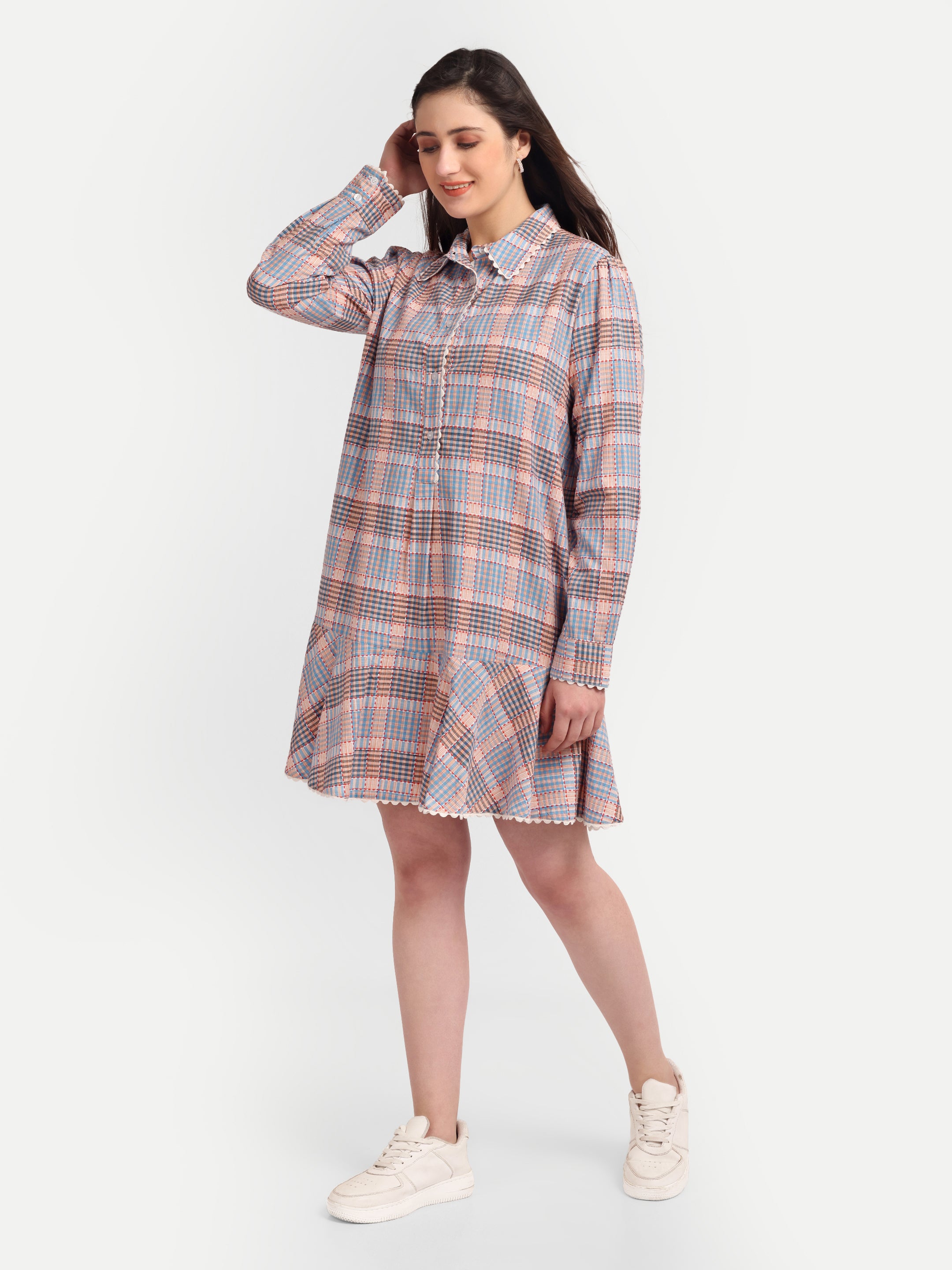 Blush Meadow Plaid Dress