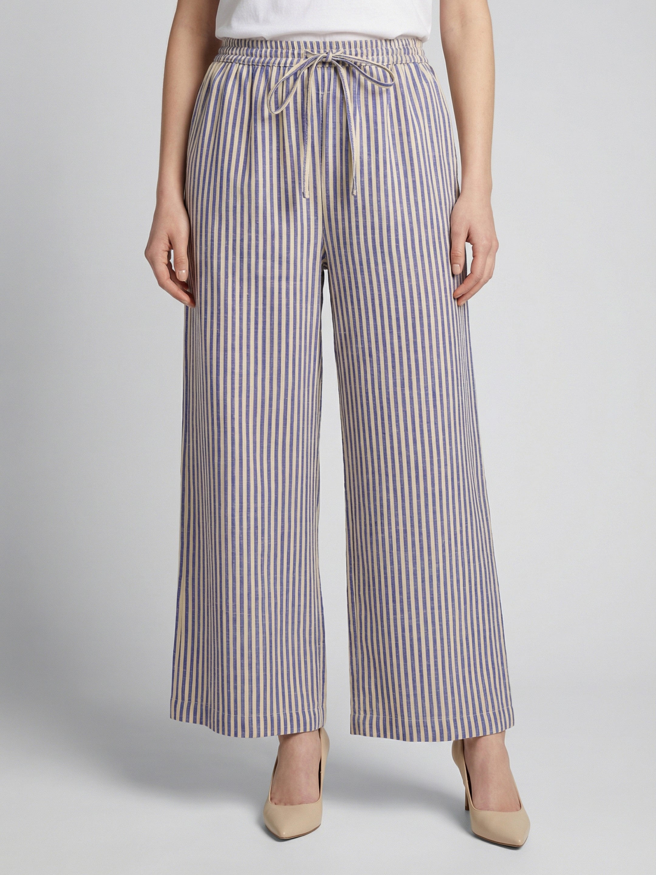 Coastal Stripe Wide-Leg Pants