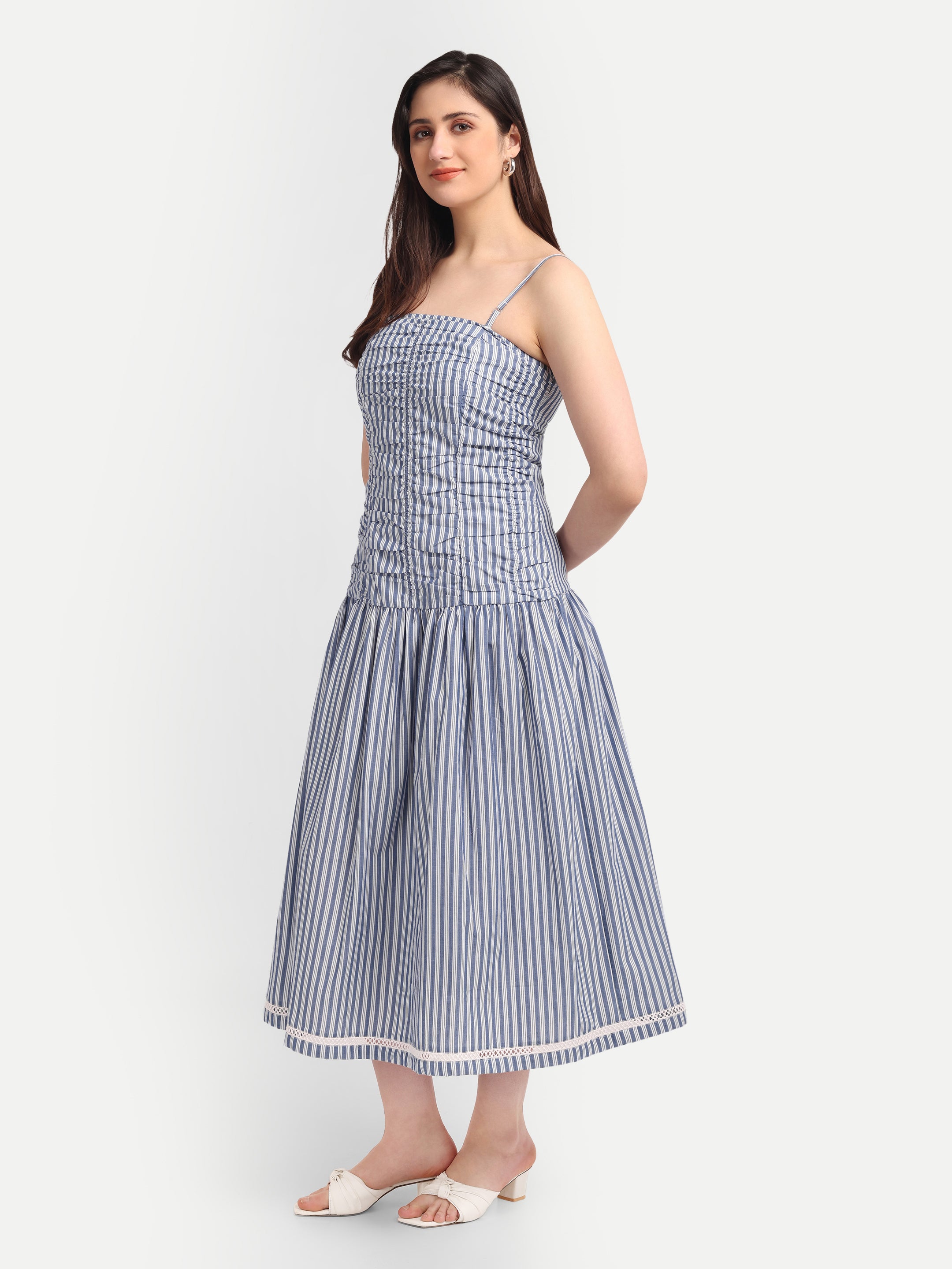 Coastal Stripe Smocked Midi Dress