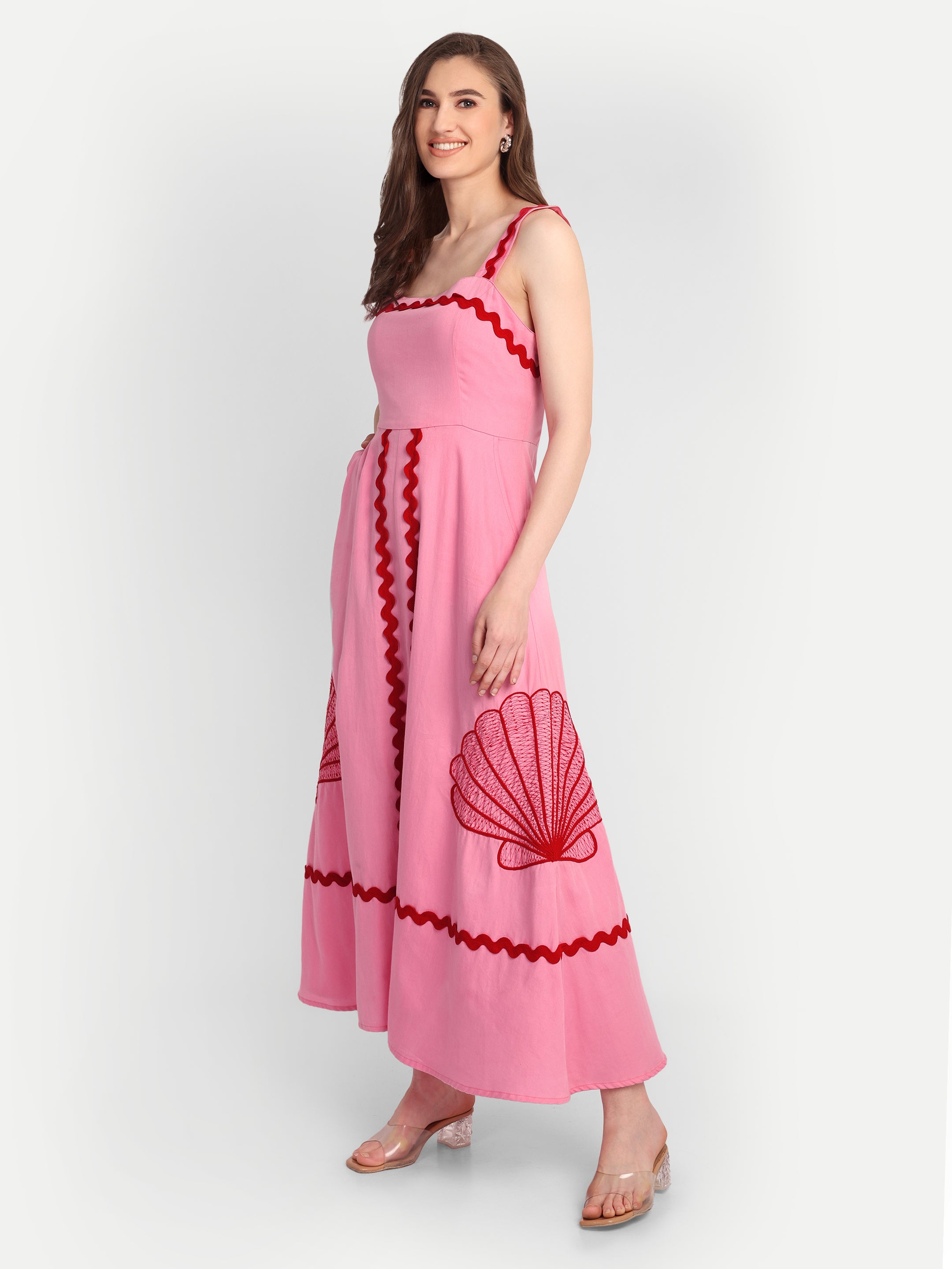 Rosé Shell Midi Dress