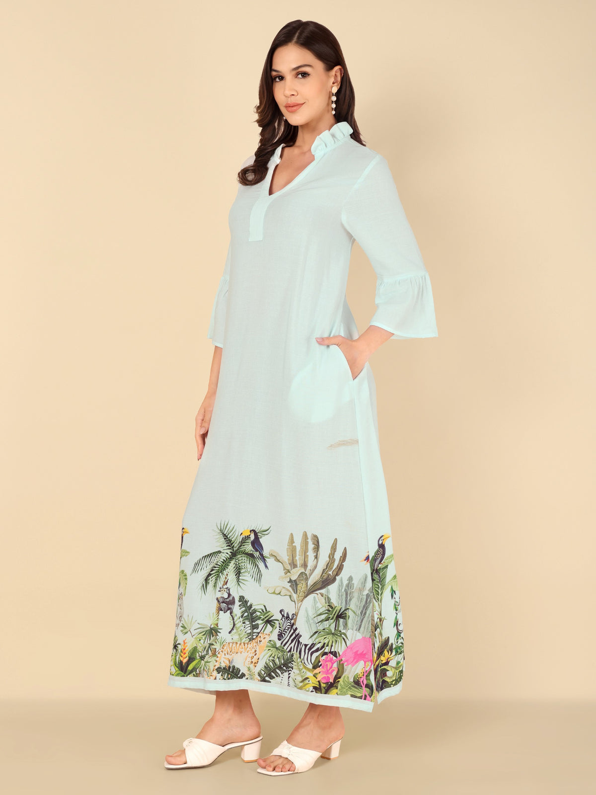 flamingo print maxi dress FLAMINGO DRESS