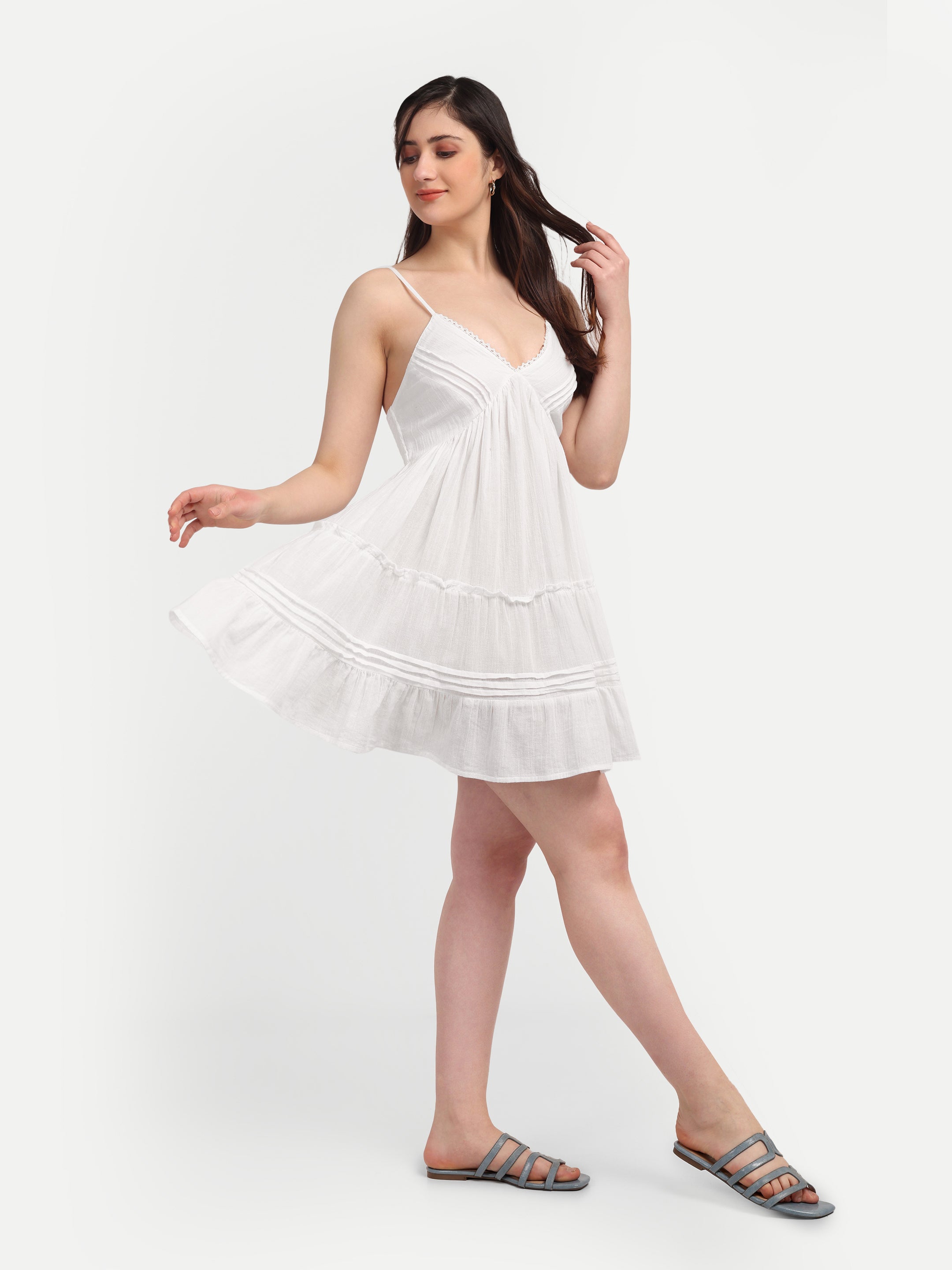 White Cotton Tiered
Cami Dress