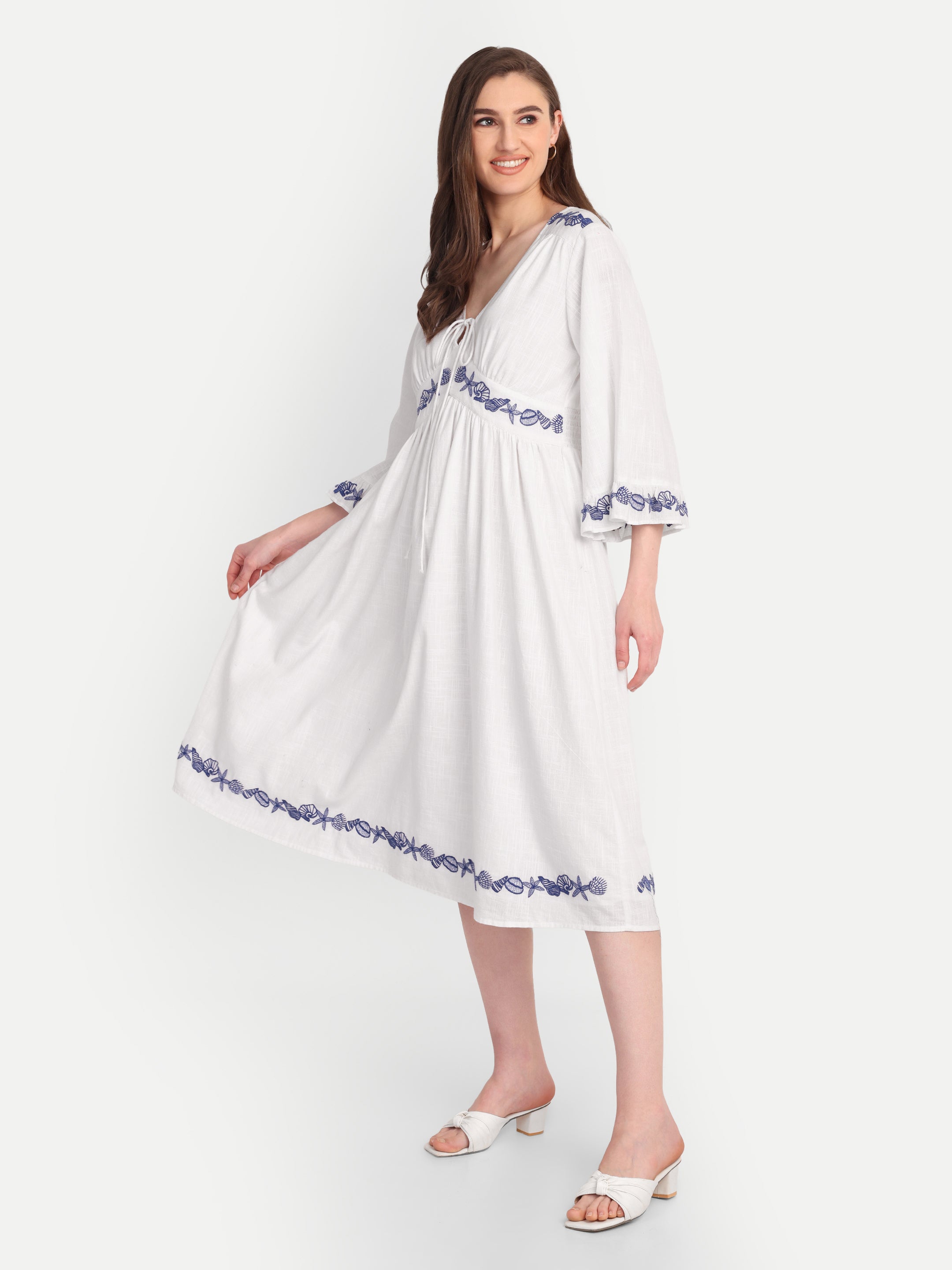 Eloise Embroidered Cotton Midi Dress