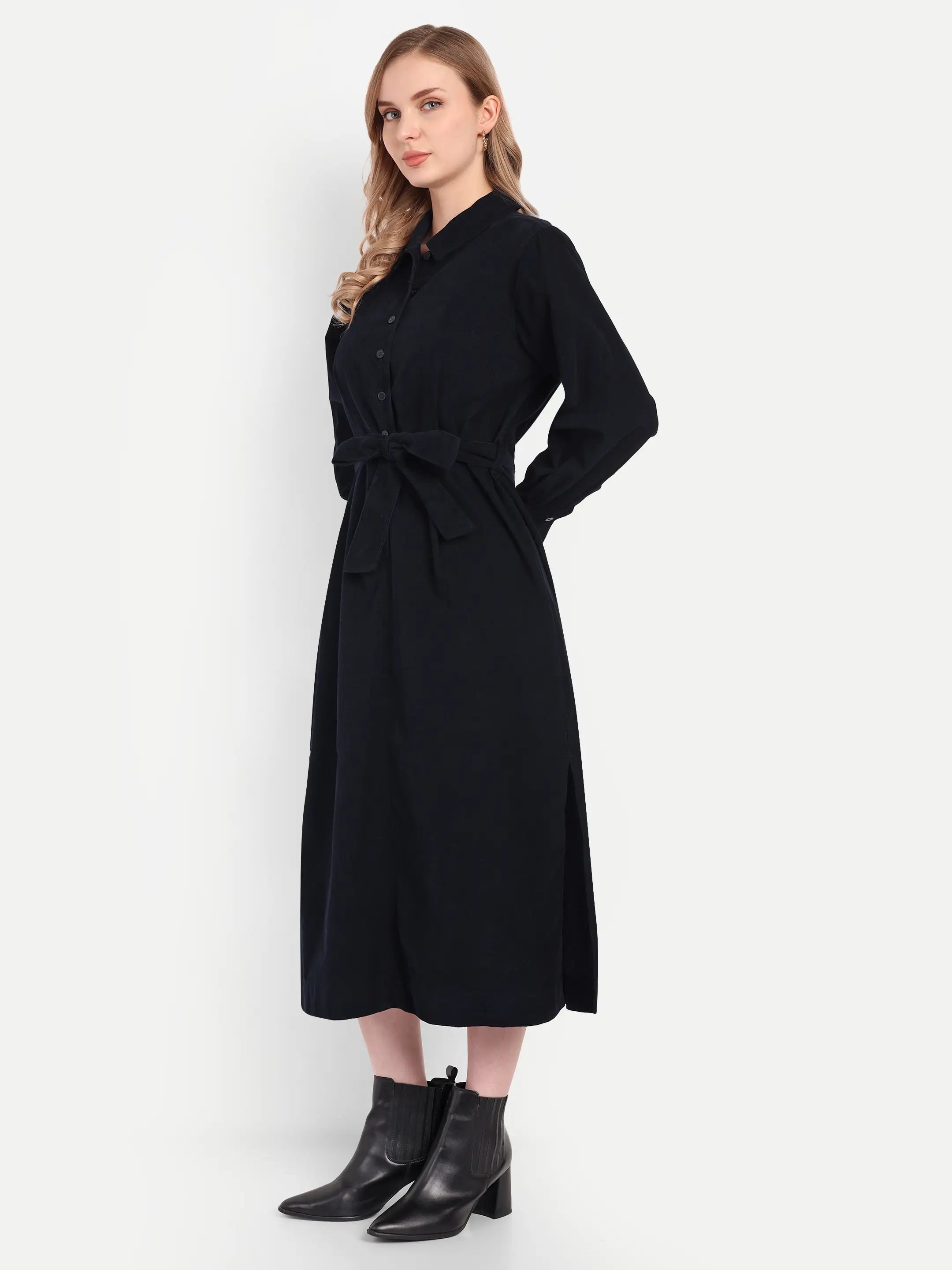 Navy Chorduroy  Shirt dress