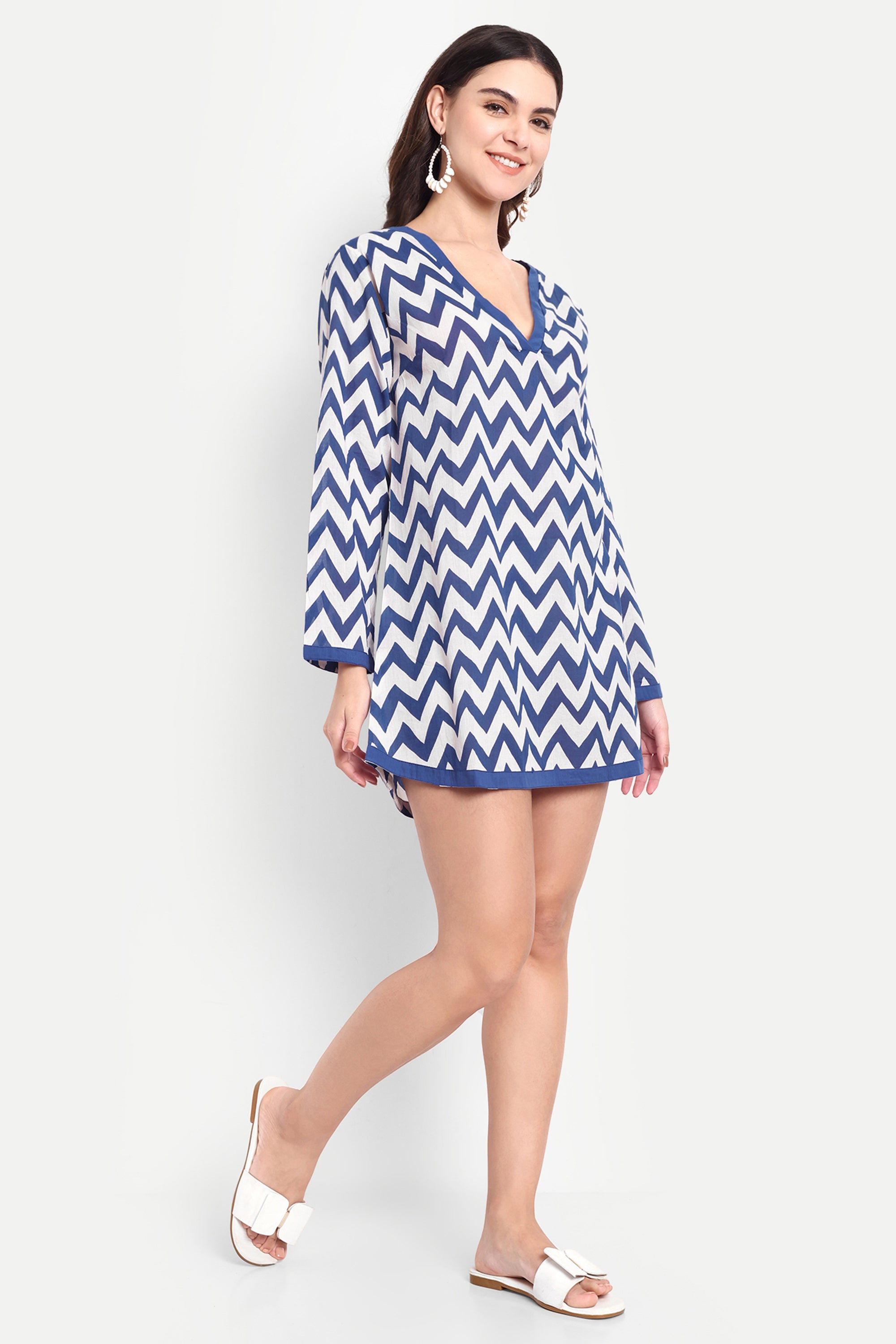 Zigzag Blue Short Dress