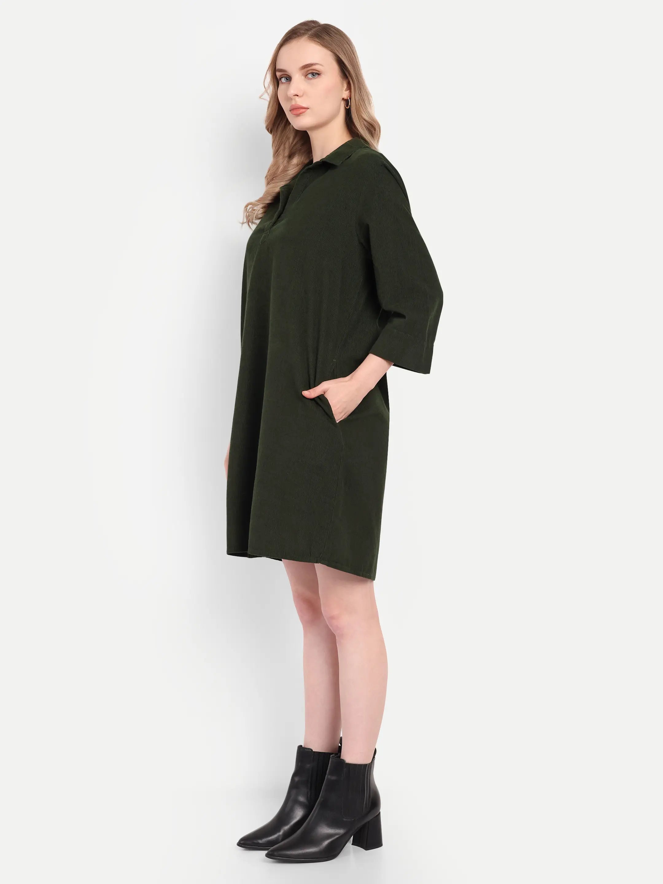 Olive Shirt Dress (Short)