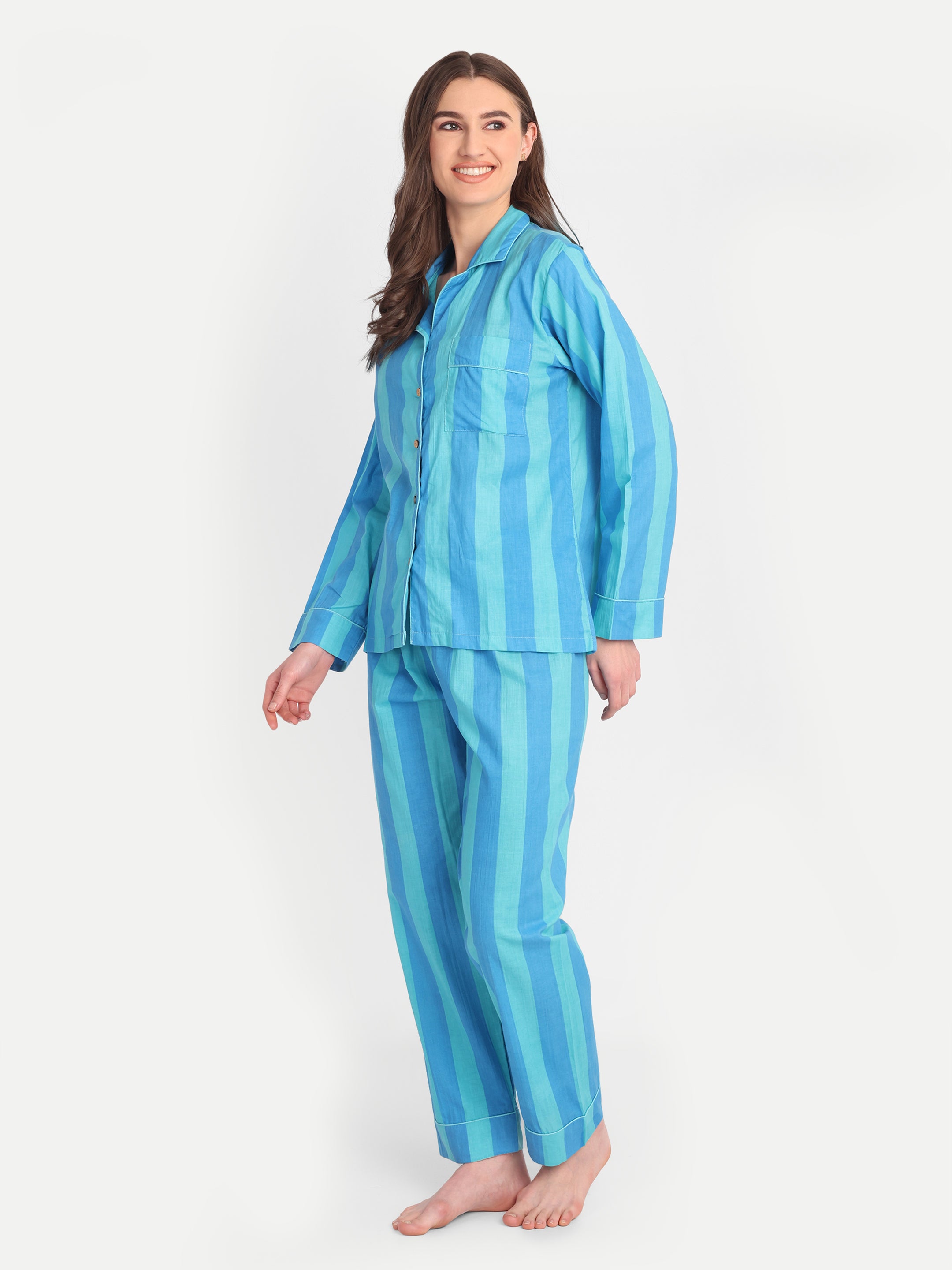 Azure Stripe Resort PJ Set