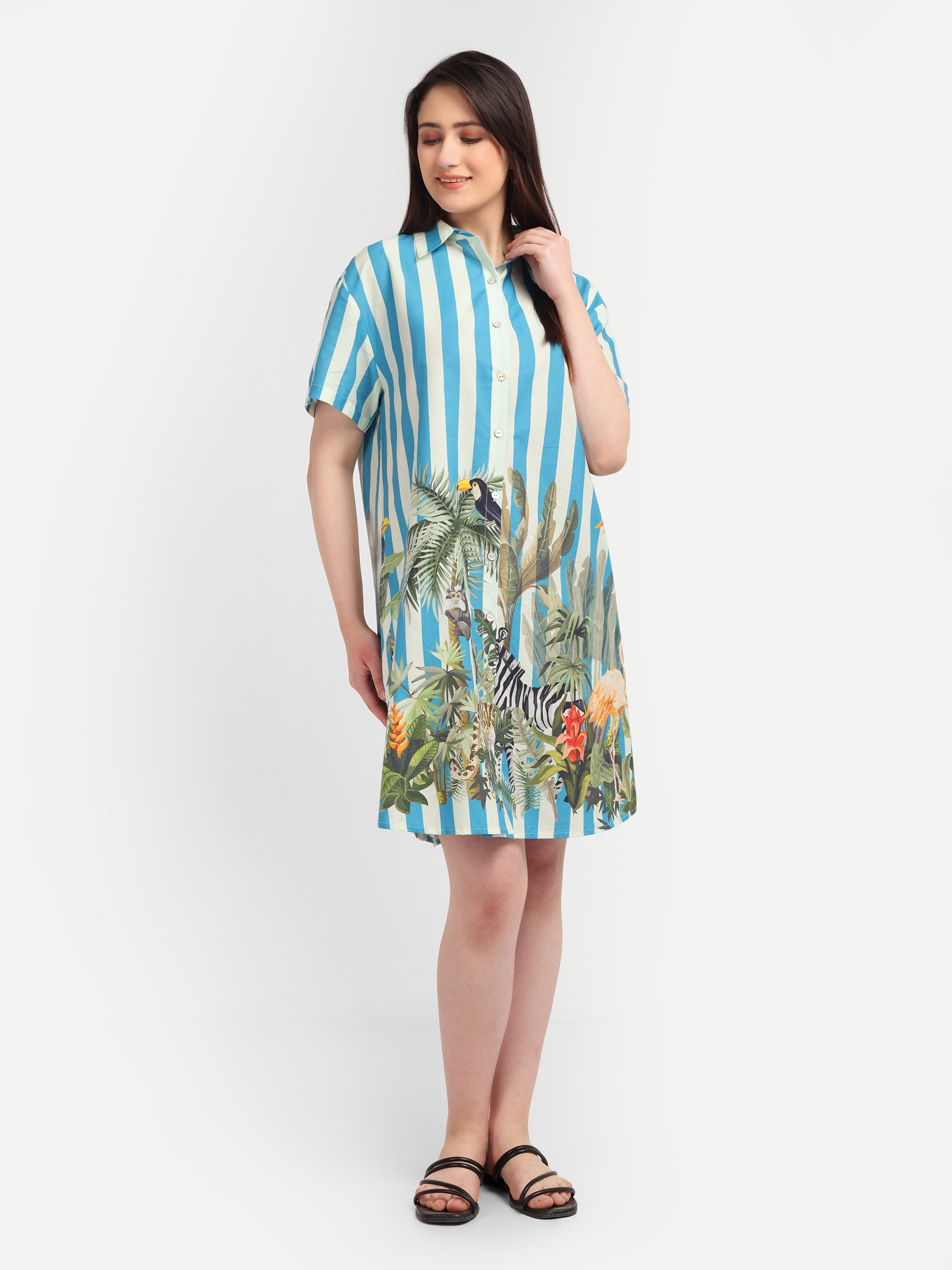 Colette Jungle Stripe Cotton Dress