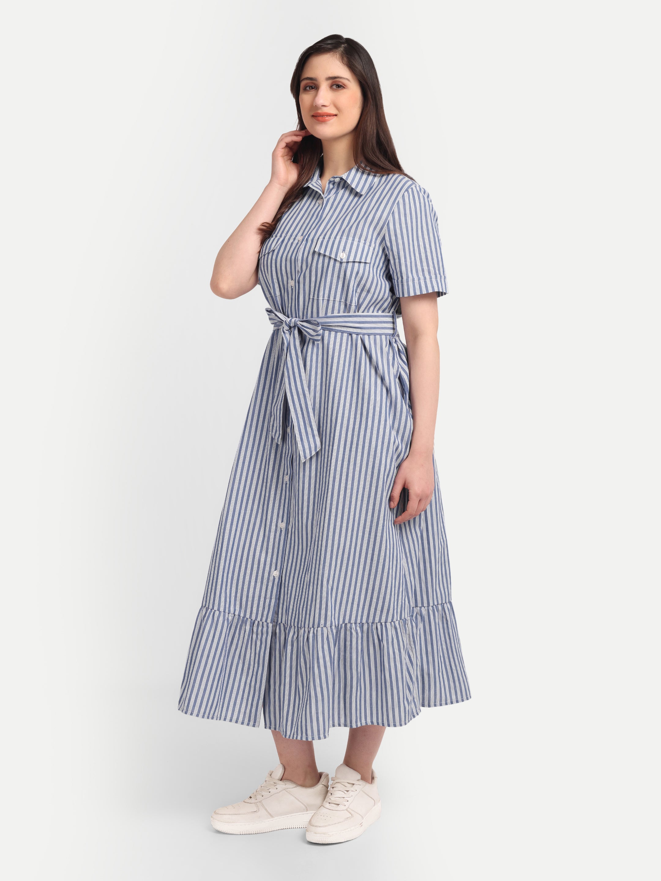 Coastal Stripe Shirt Dress