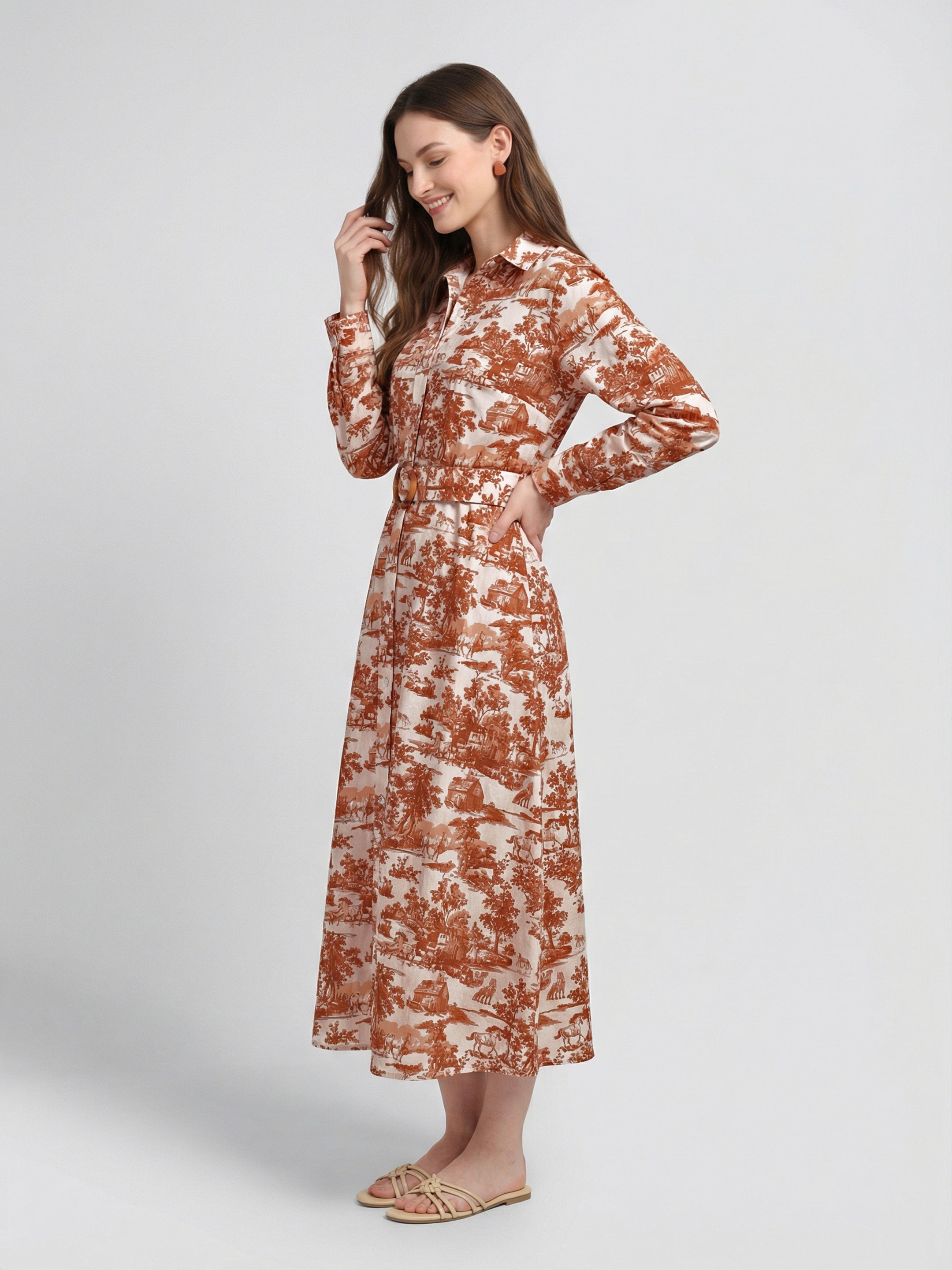Terracotta Toile Shirt Dress