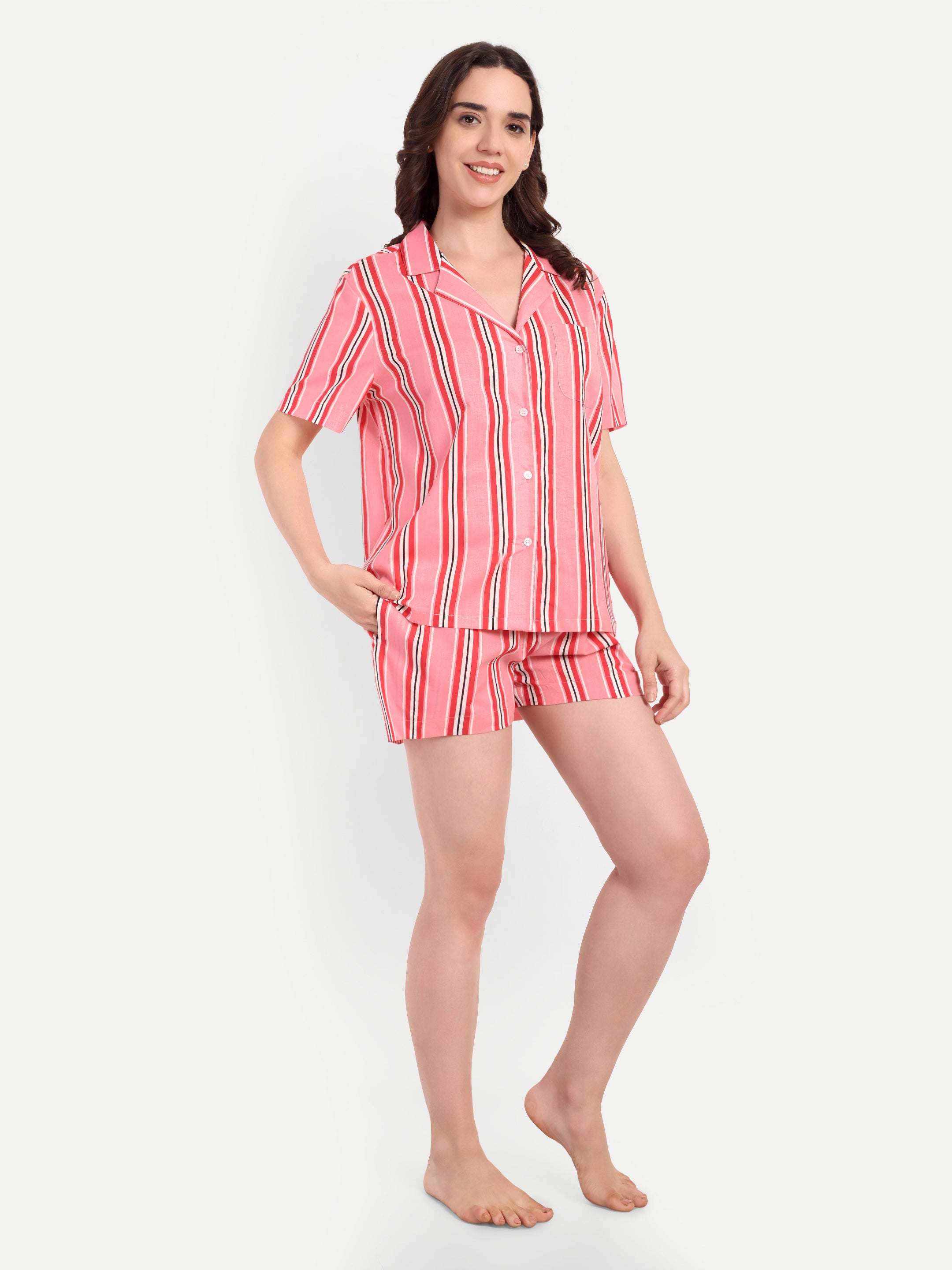 Pink Candy Stripe Short Set