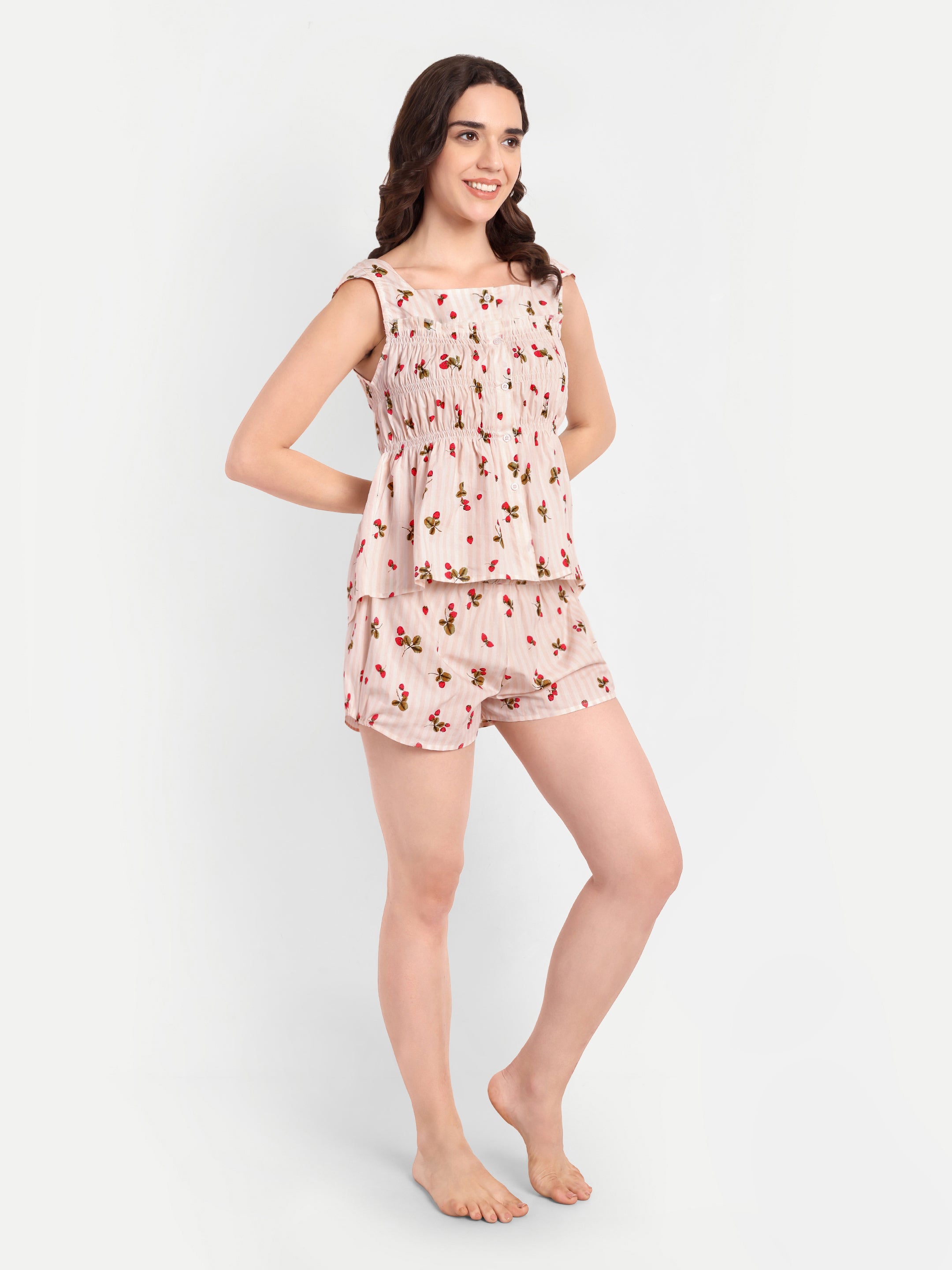 Cherry Smocked Short Set