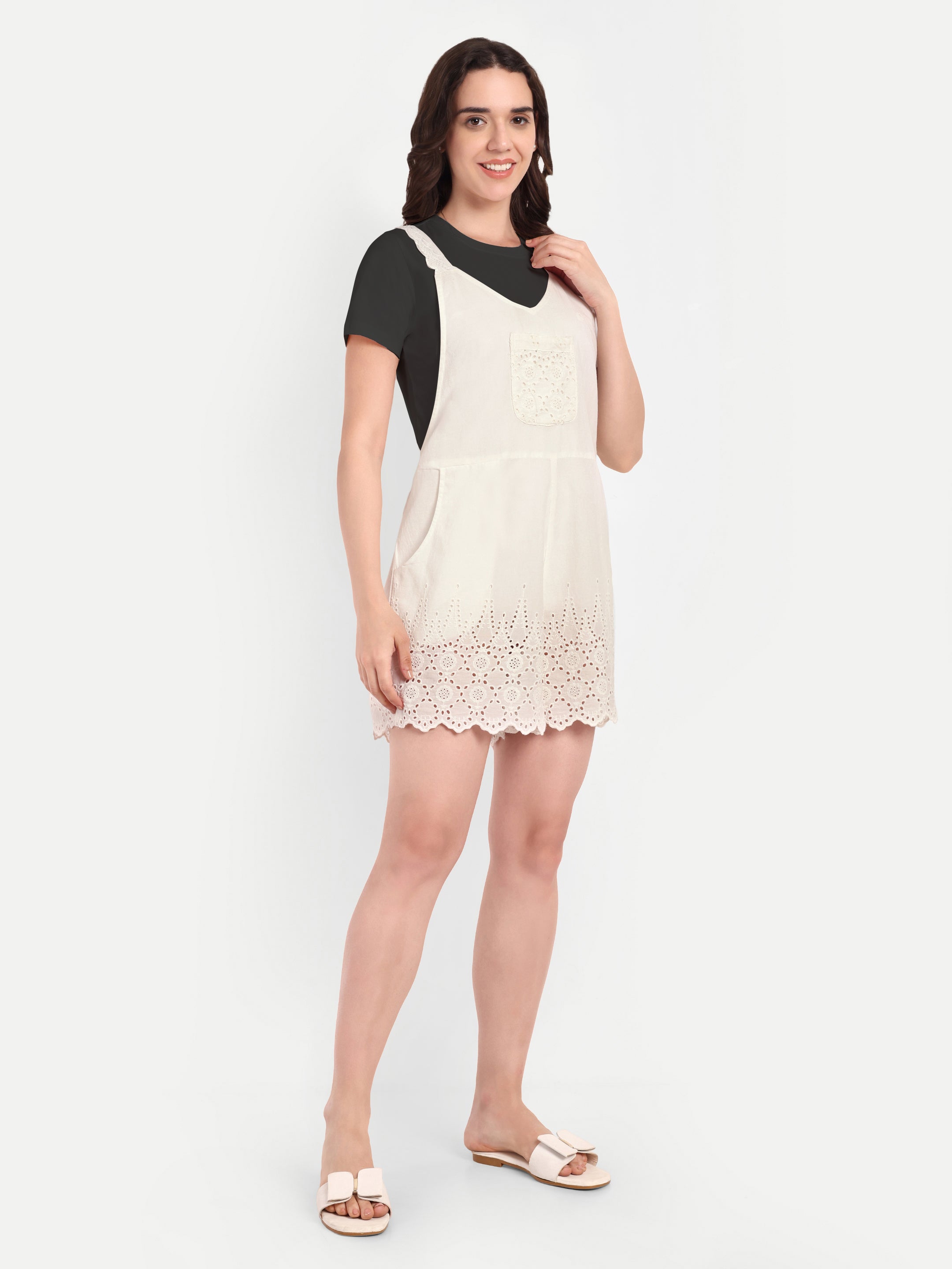 Ivory Eyelet Scallop Romper