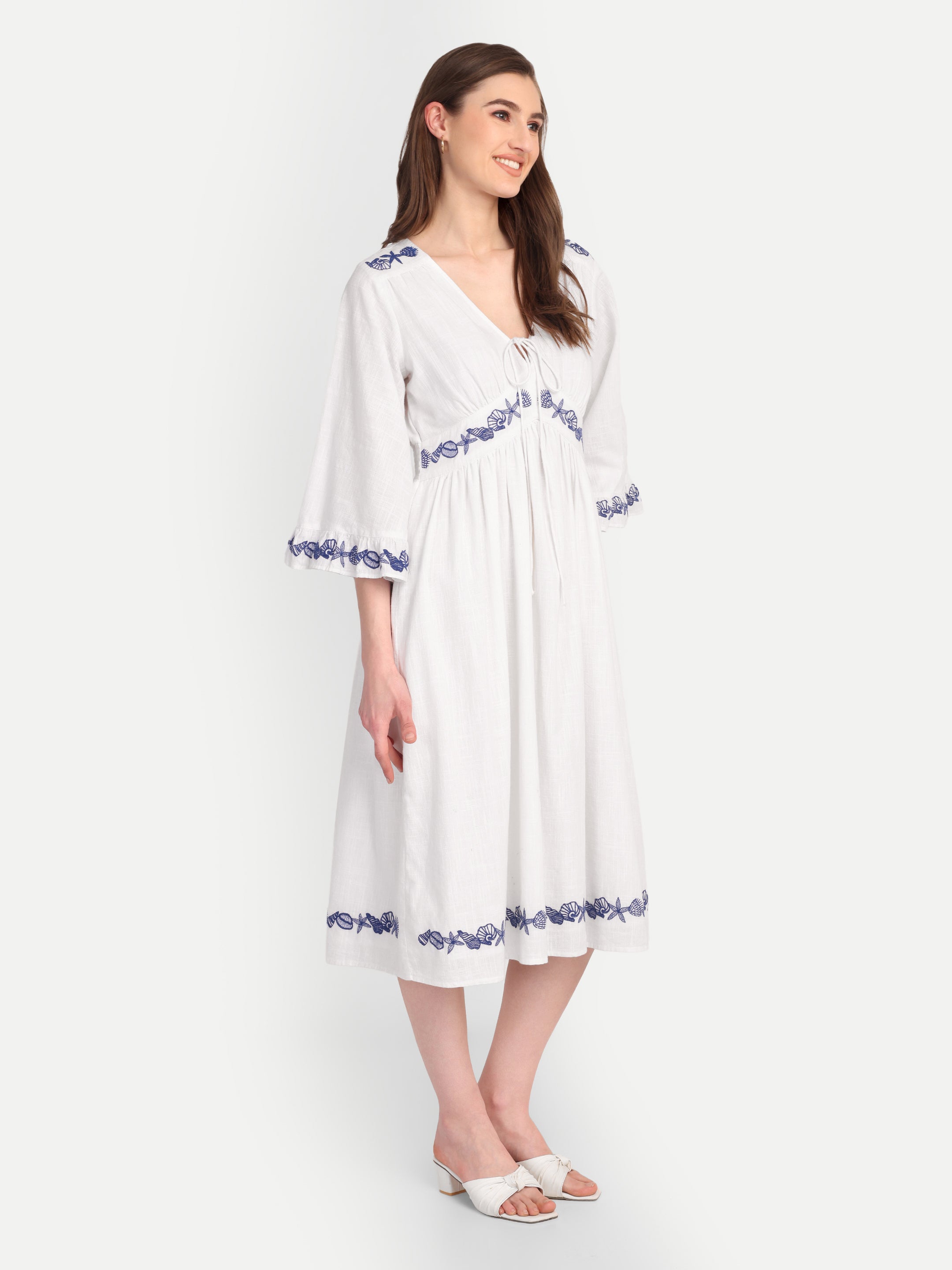 Eloise Embroidered Cotton Midi Dress