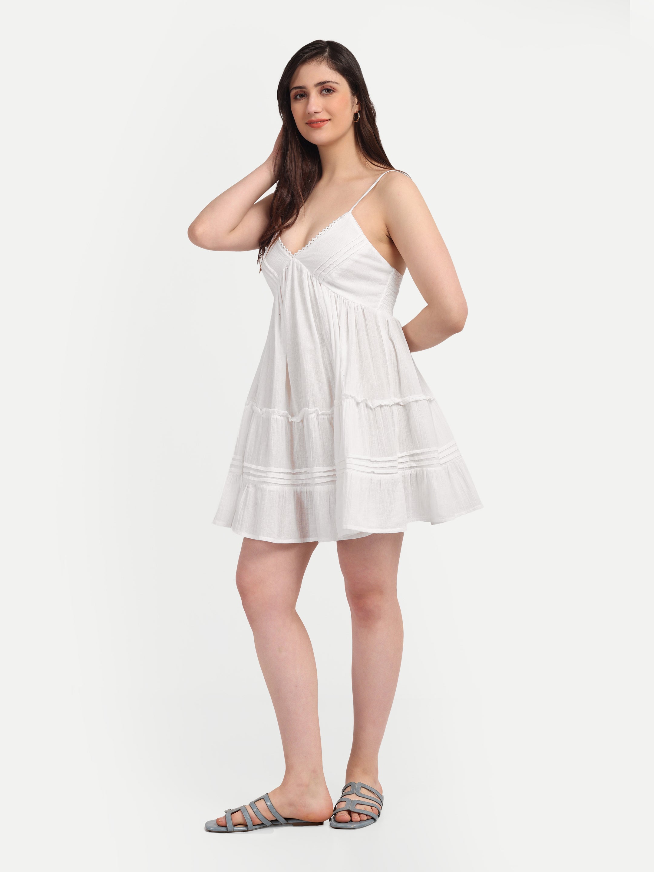 White Cotton Tiered
Cami Dress