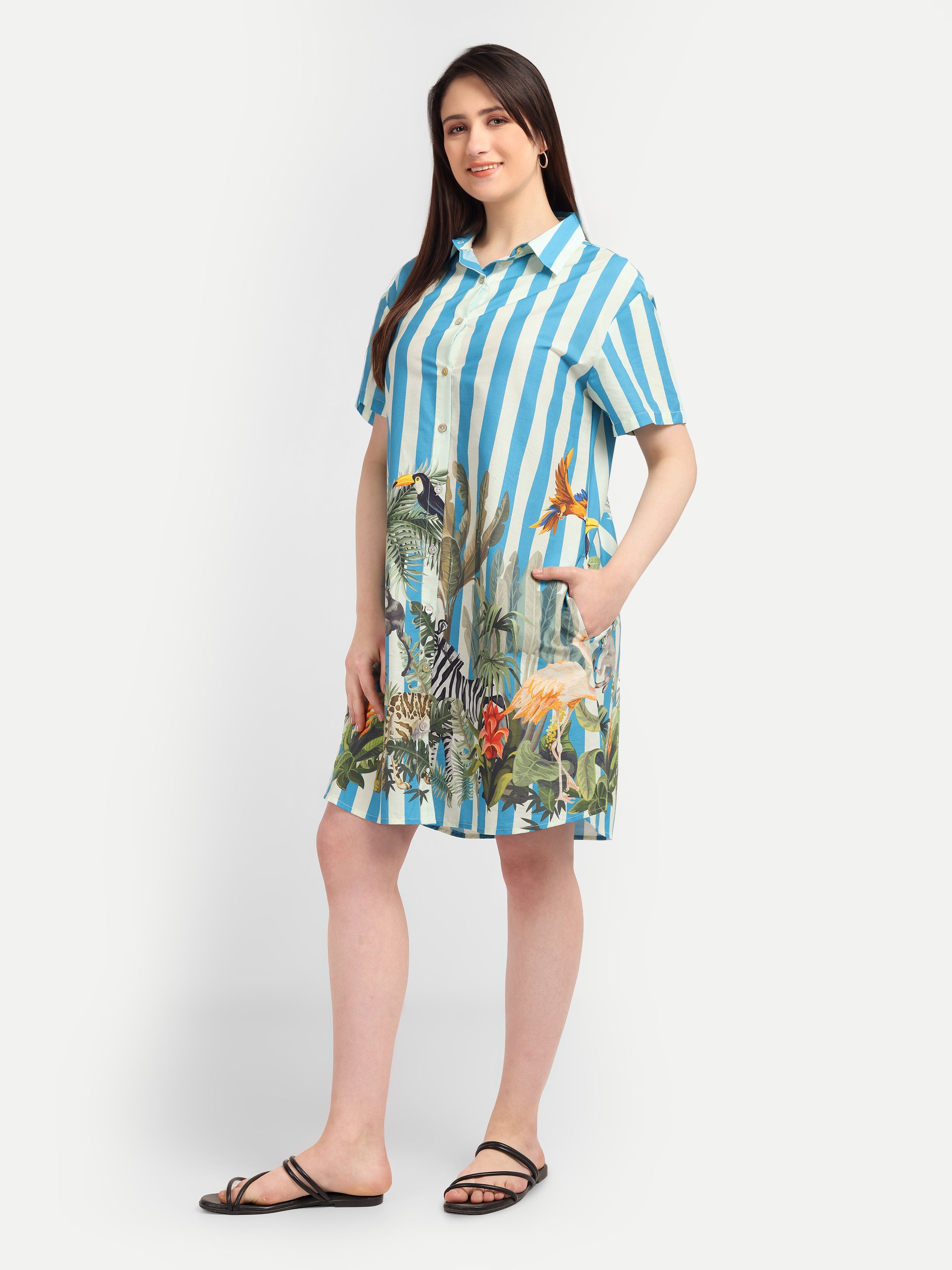 Colette Jungle Stripe Cotton Dress