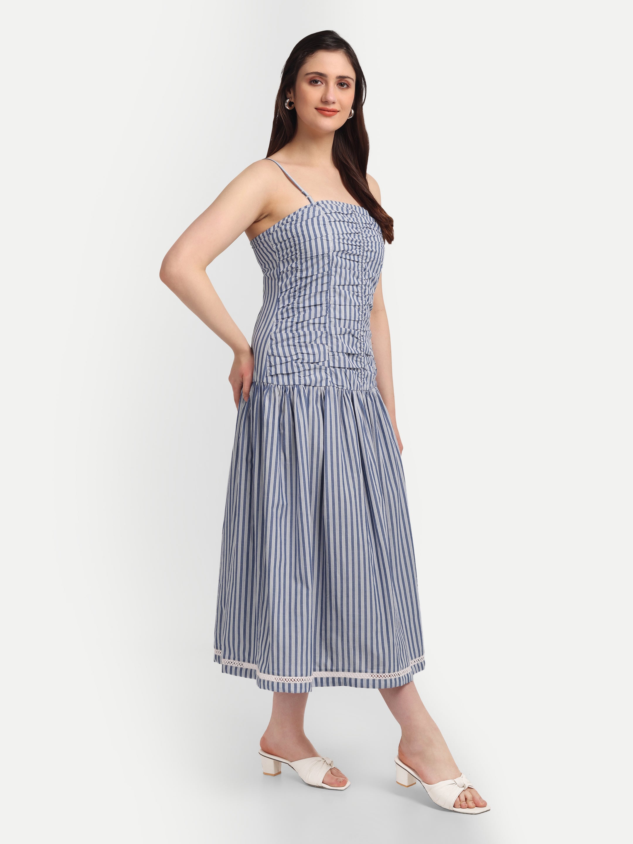 Coastal Stripe Smocked Midi Dress