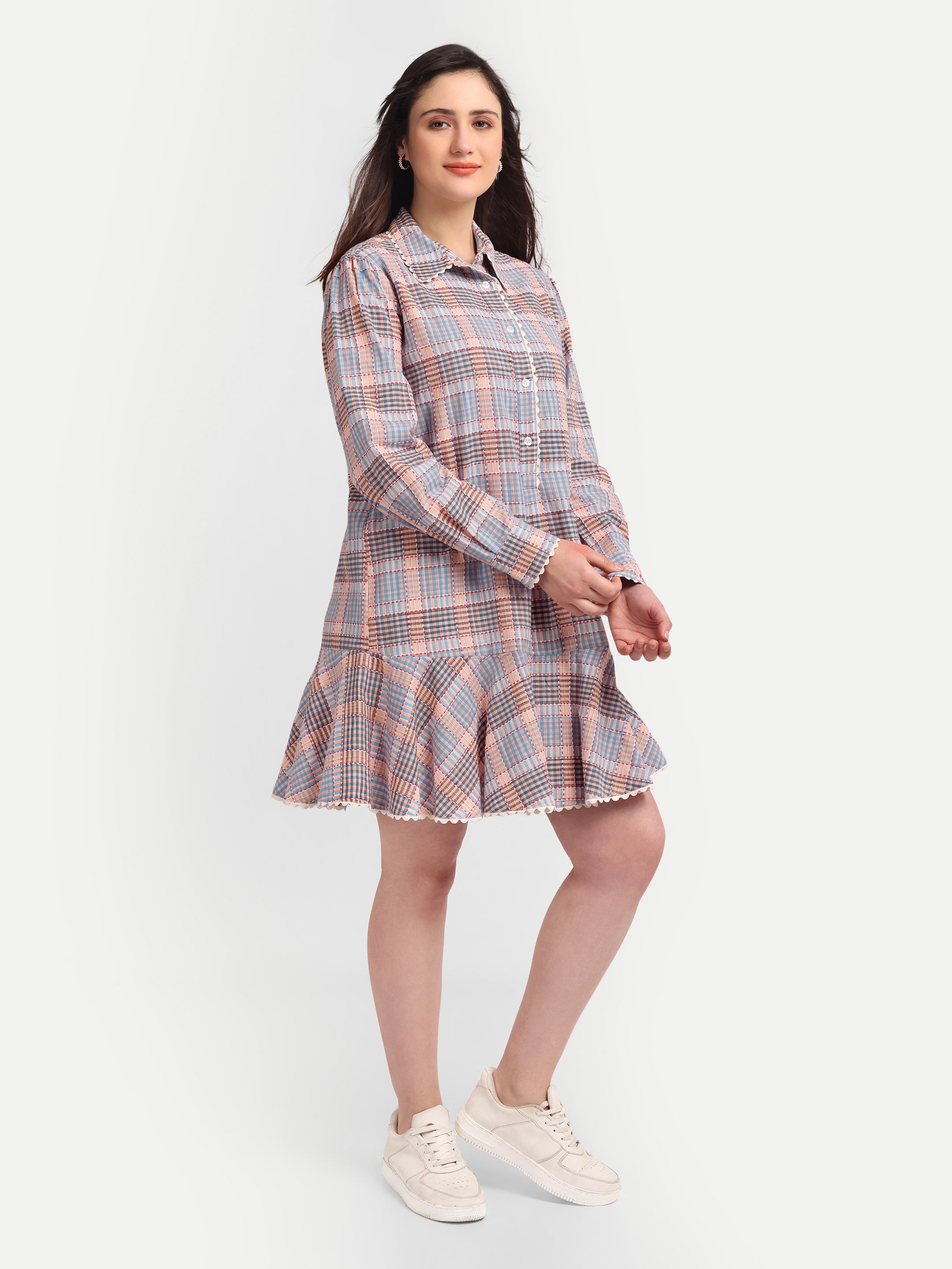 Blush Meadow Plaid Dress