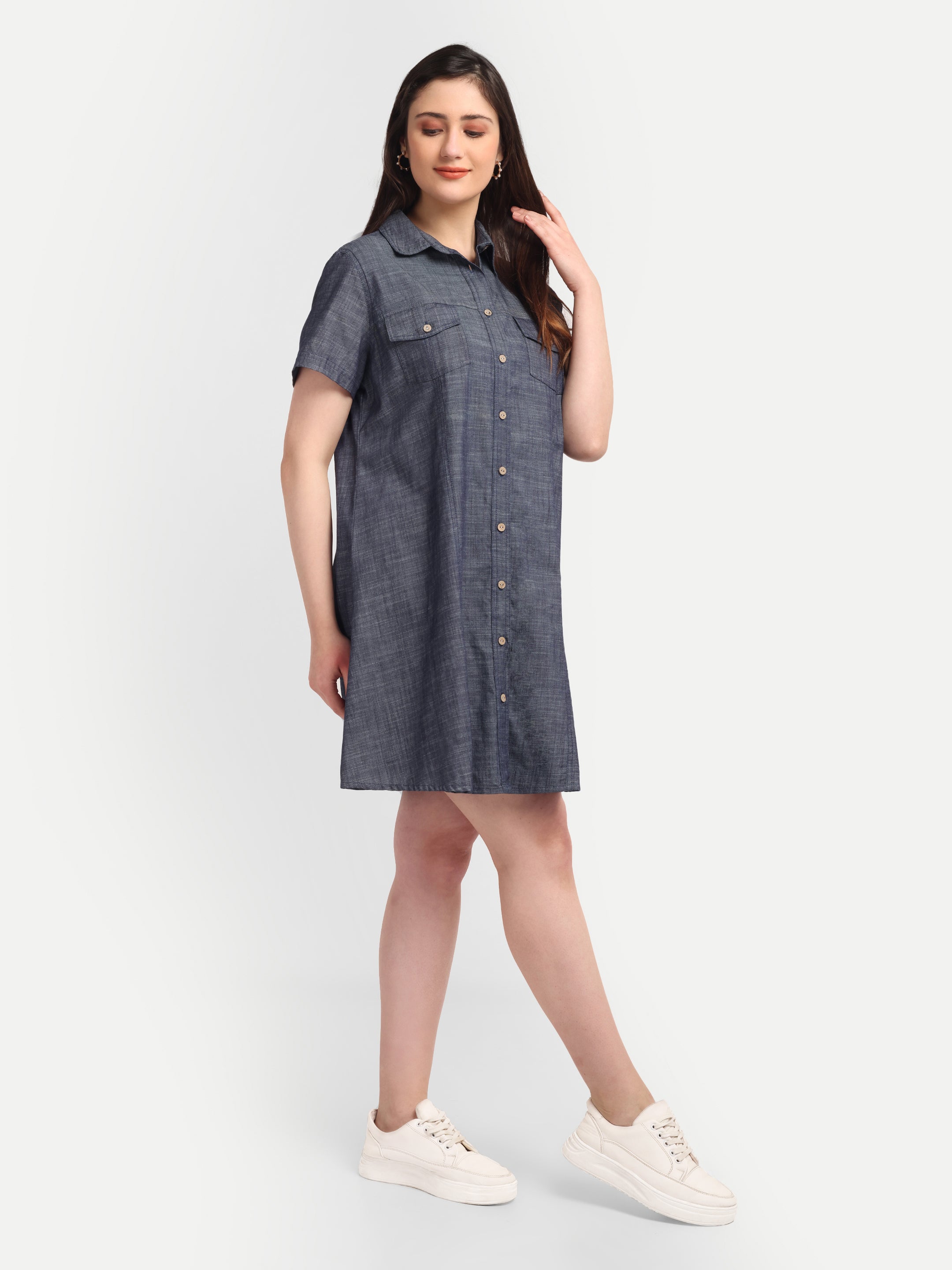 Midnight Chambray Shirt Dress