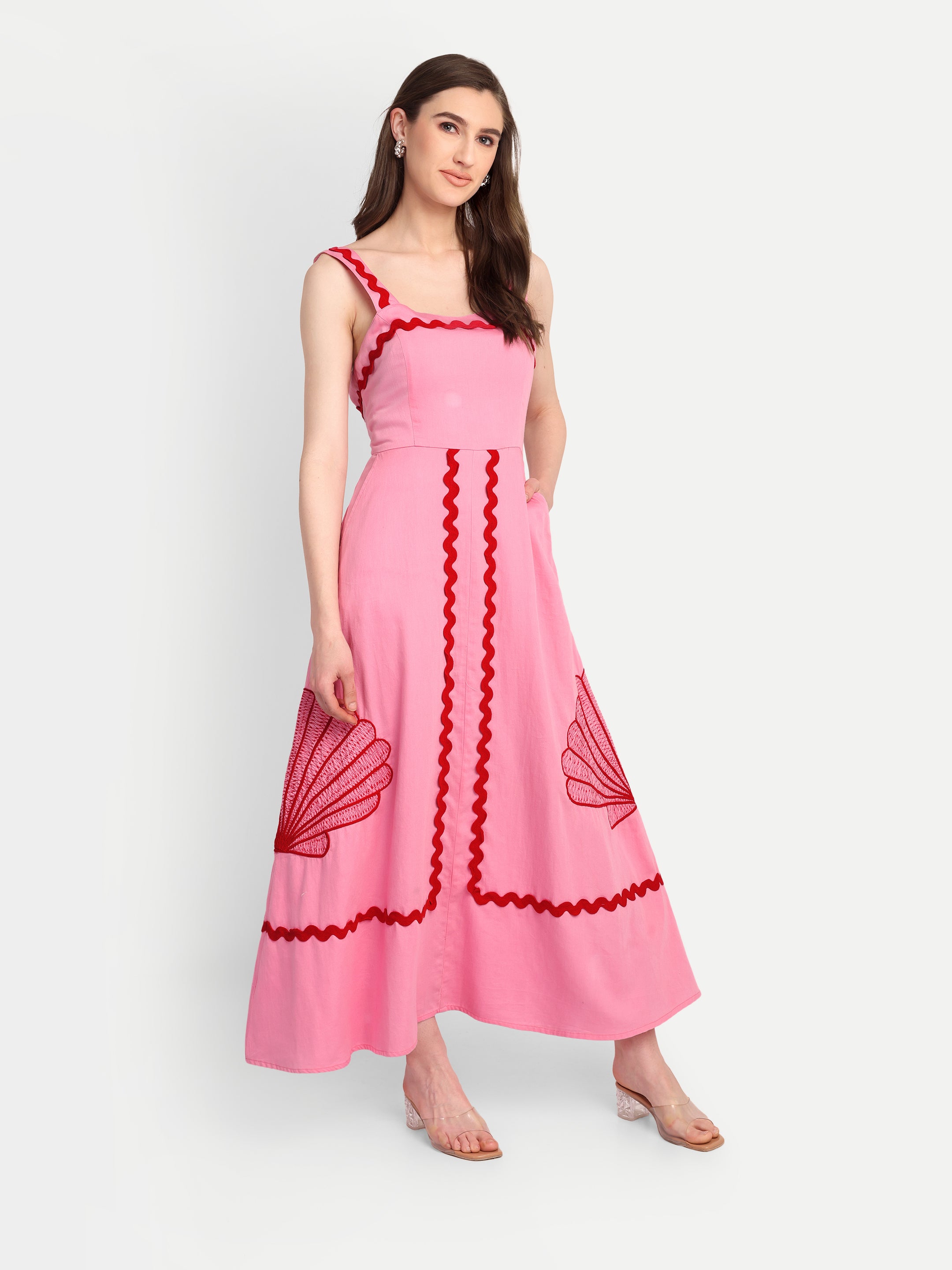 Rosé Shell Midi Dress