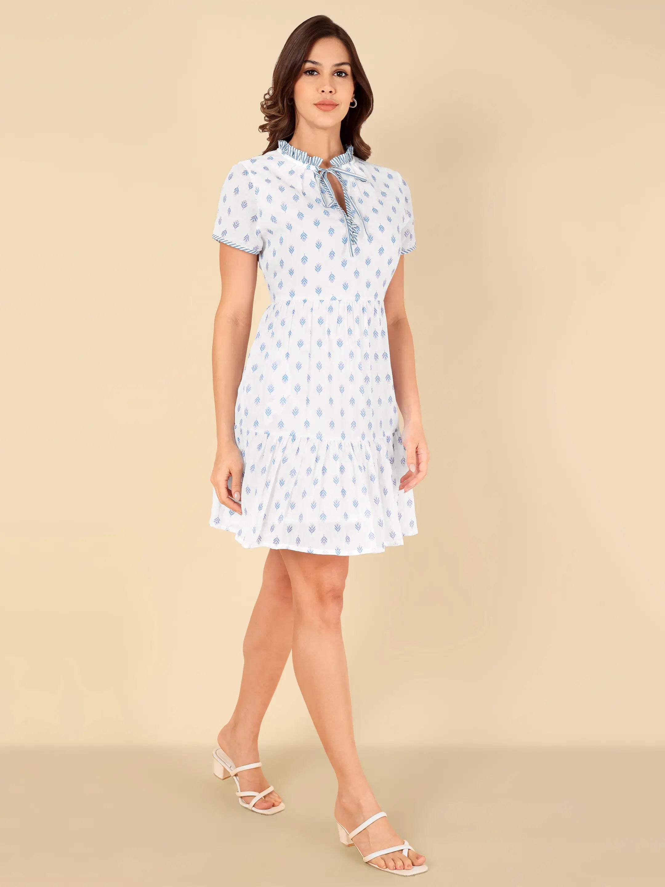 Blue Leaf Short Dress