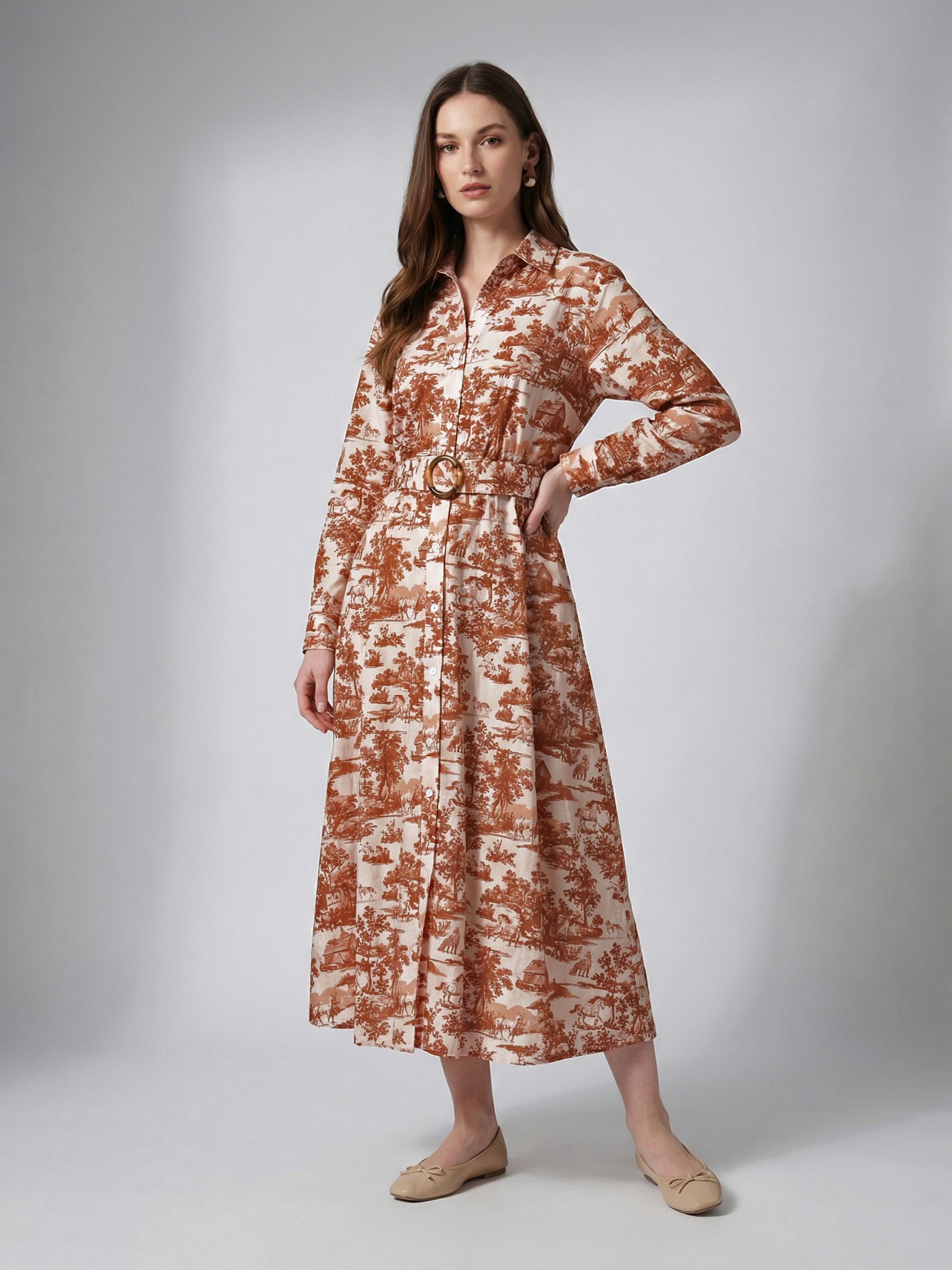 Terracotta Toile Shirt Dress