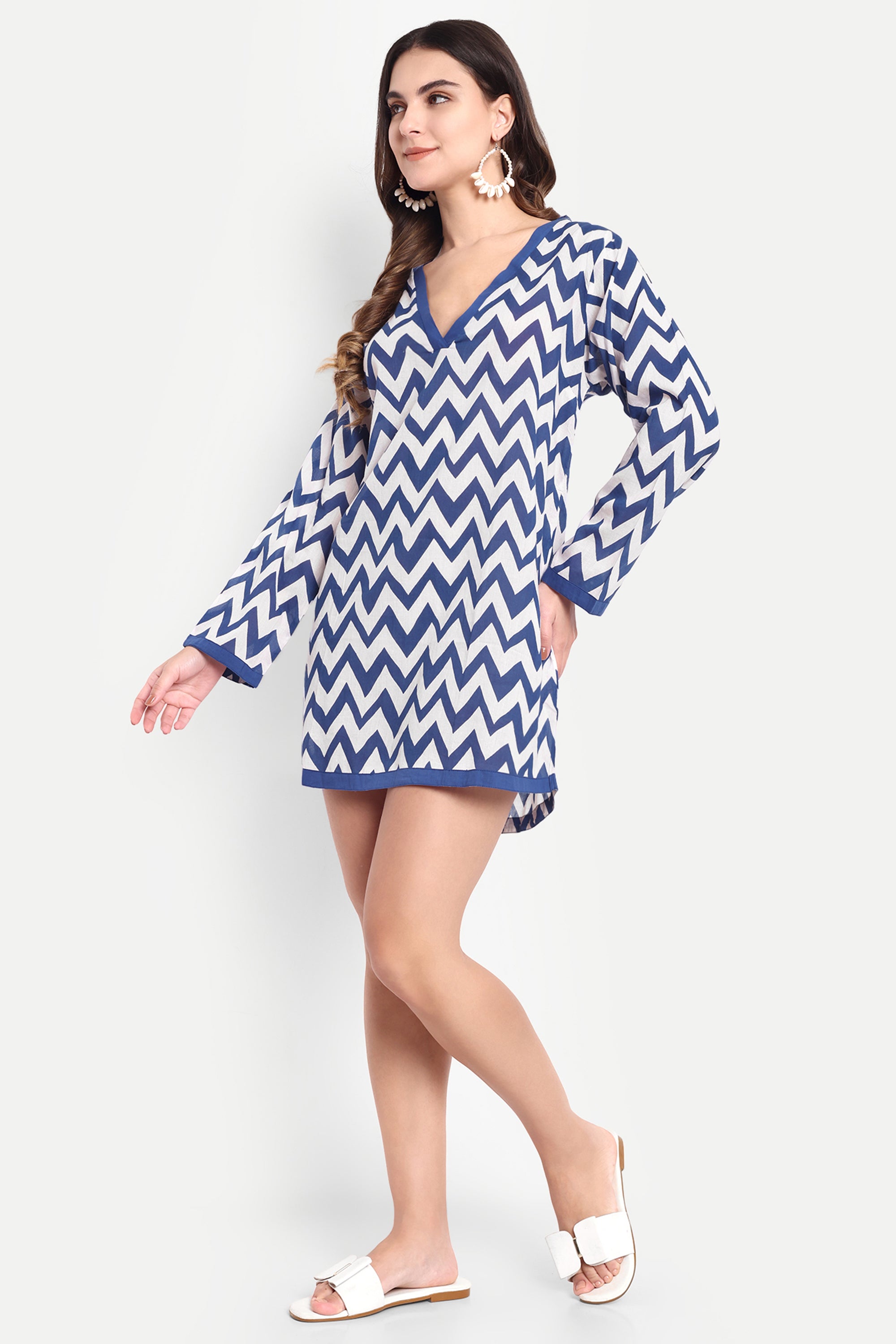 Zigzag Blue Short Dress